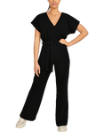Sisters Point Girl V-Neck Wide Leg Jumpsuit, Black