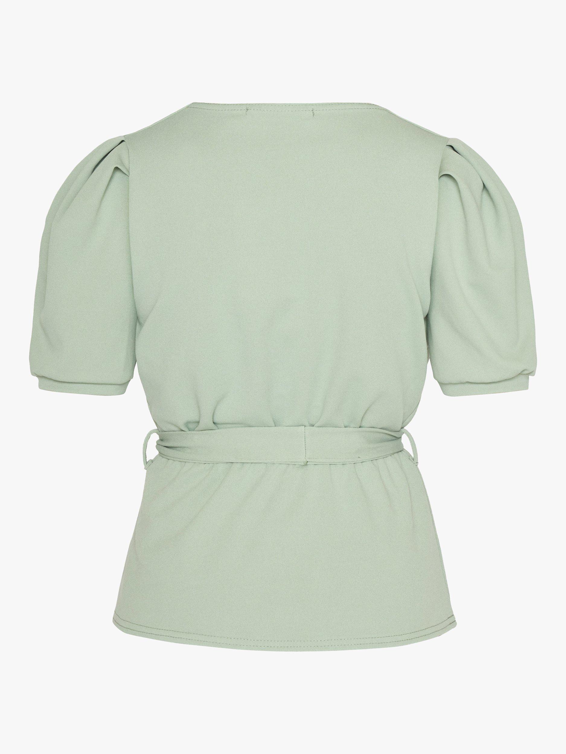 Product image 4 of 4, which shows Sisters Point Nasa Short Sleeve Wrap Top, Mint, XS