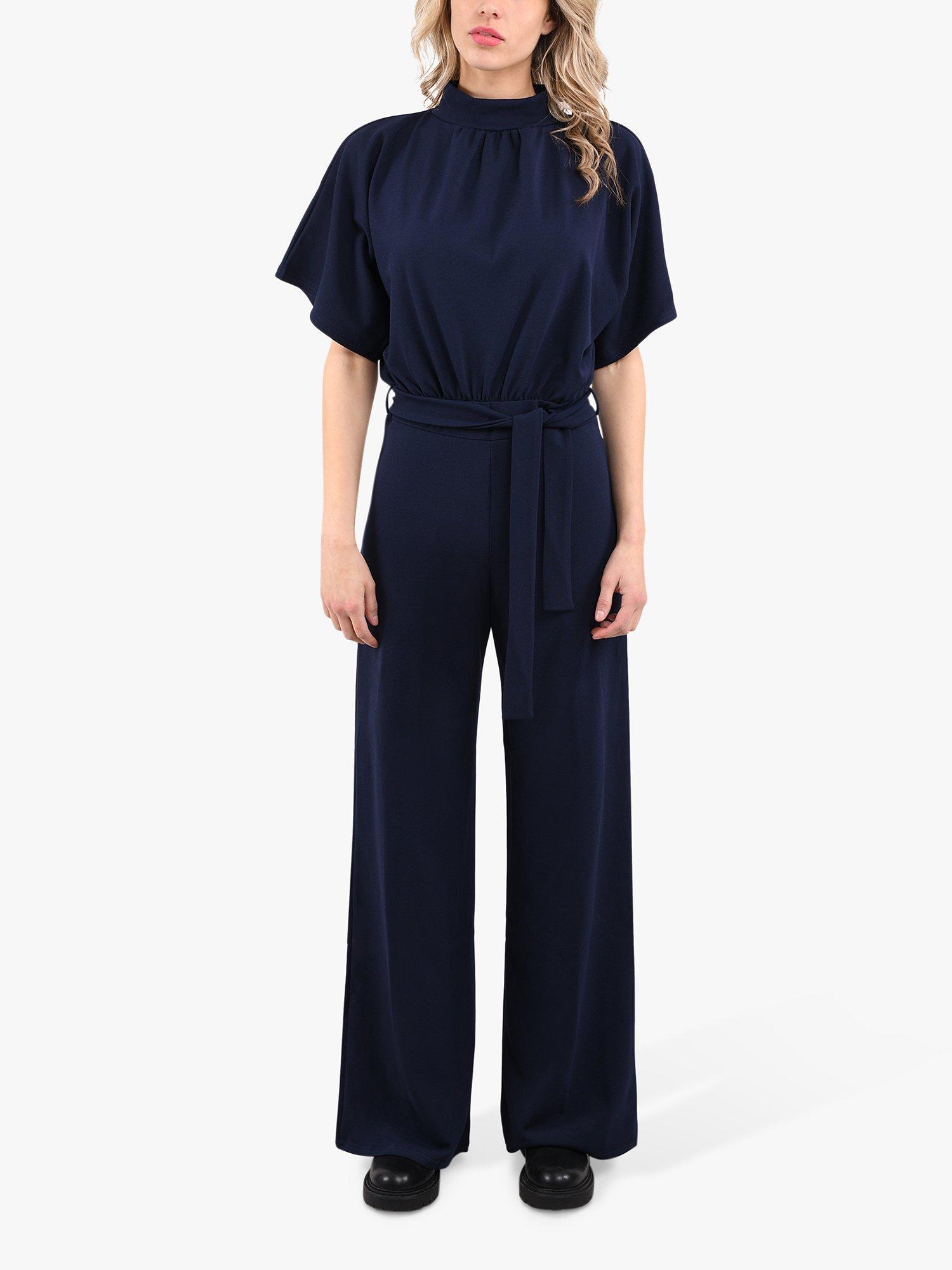 Product image 1 of 4, which shows Sisters Point Girl Wide Leg Jumpsuit, Navy, XS