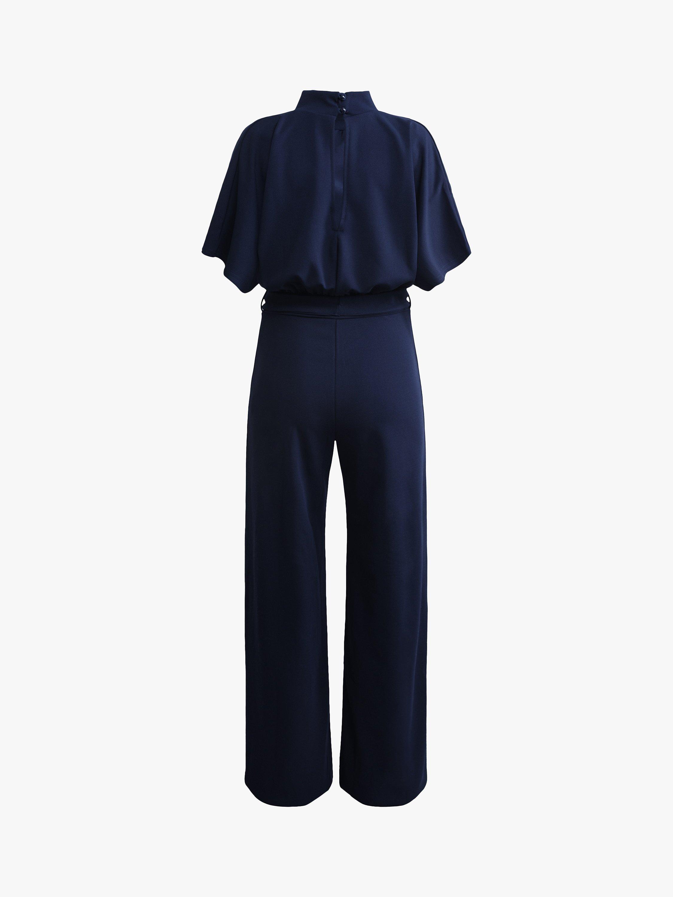 Product image 4 of 4, which shows Sisters Point Girl Wide Leg Jumpsuit, Navy, XS