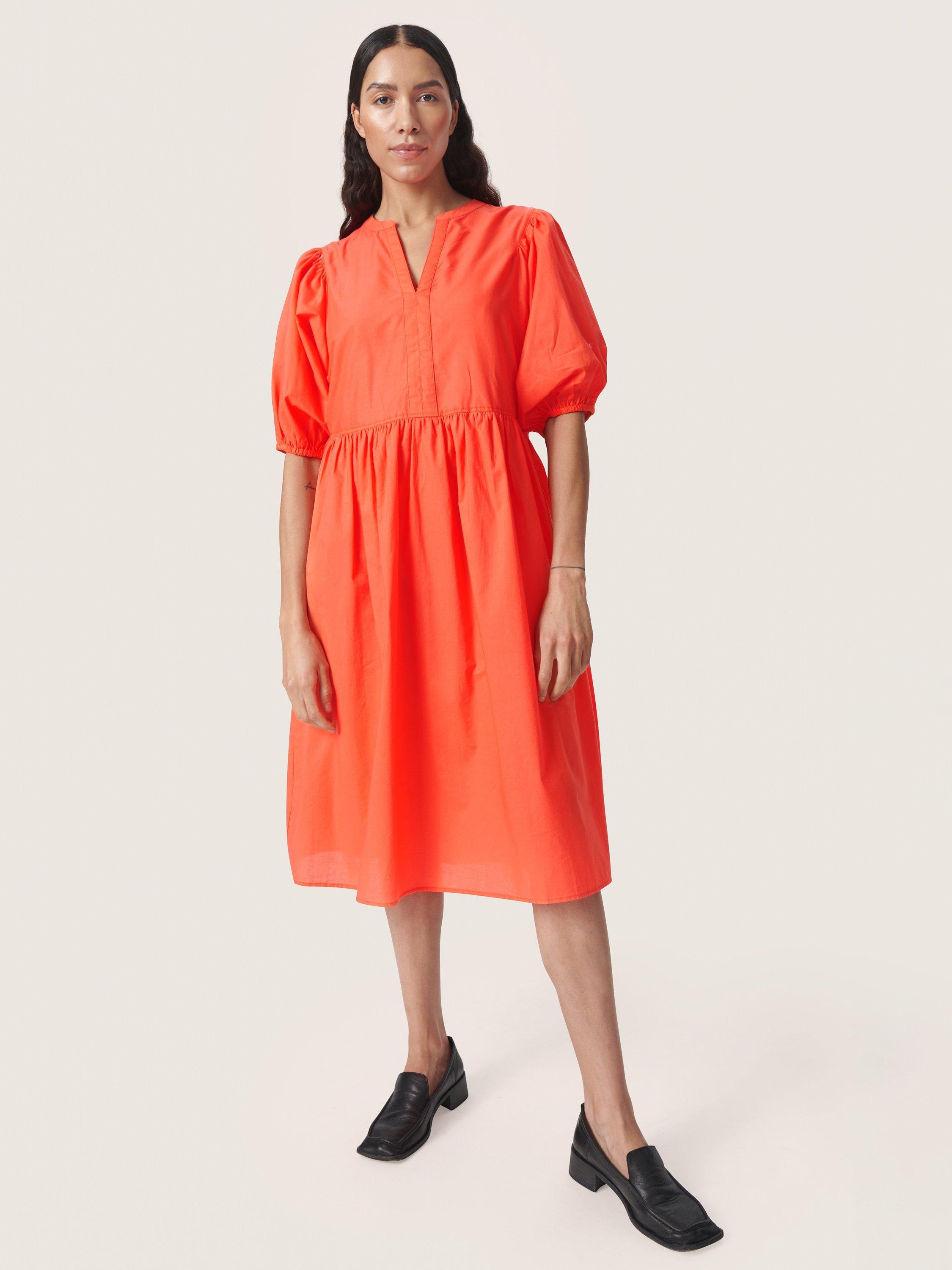 Soaked In Luxury Josie Knee Length Half Sleeve Dress Hot Coral