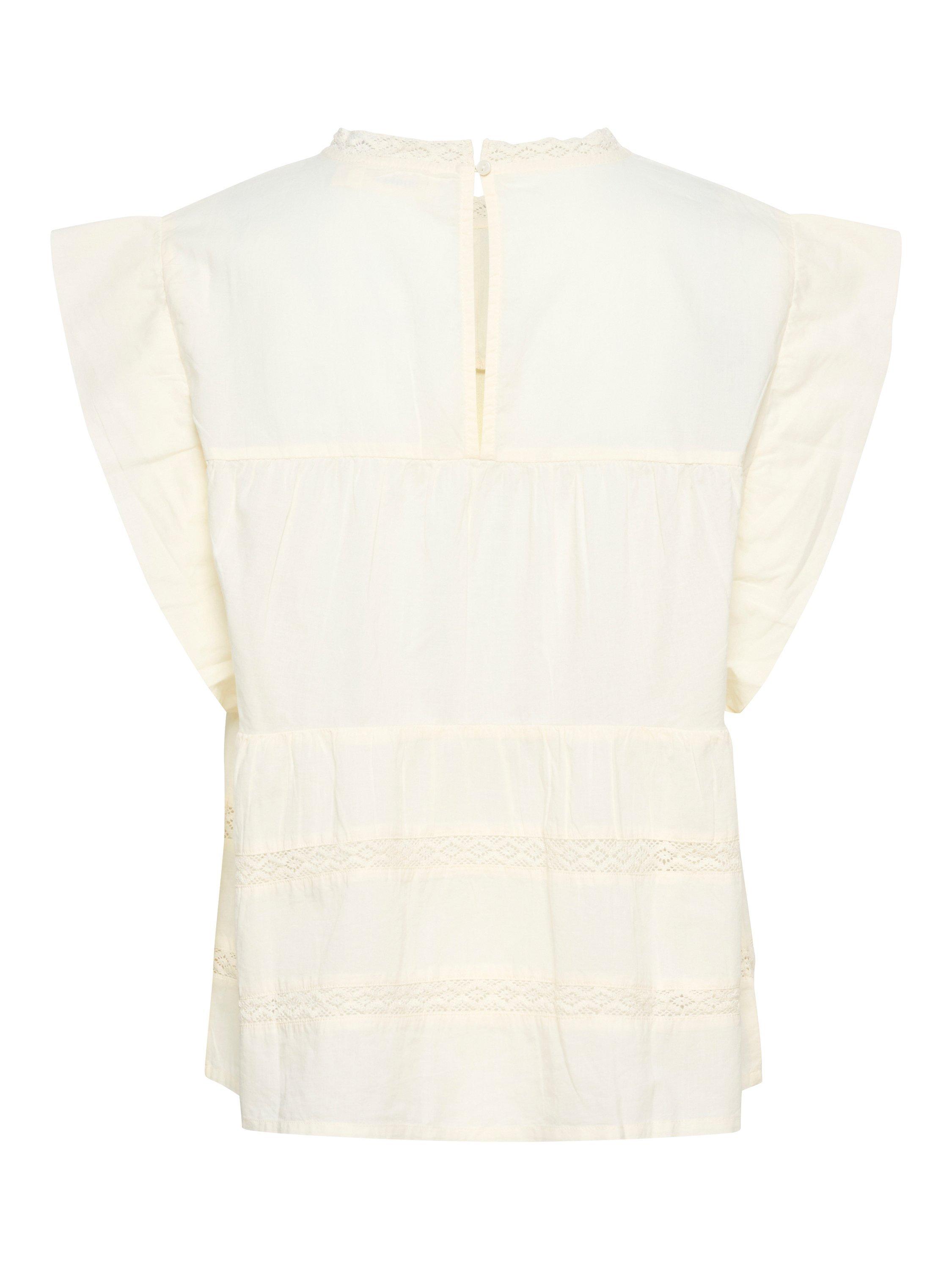 Product image 2 of 3, which shows Soaked In Luxury Oliviera Pintuck Lace Trim Blouse, Whisper White, XS