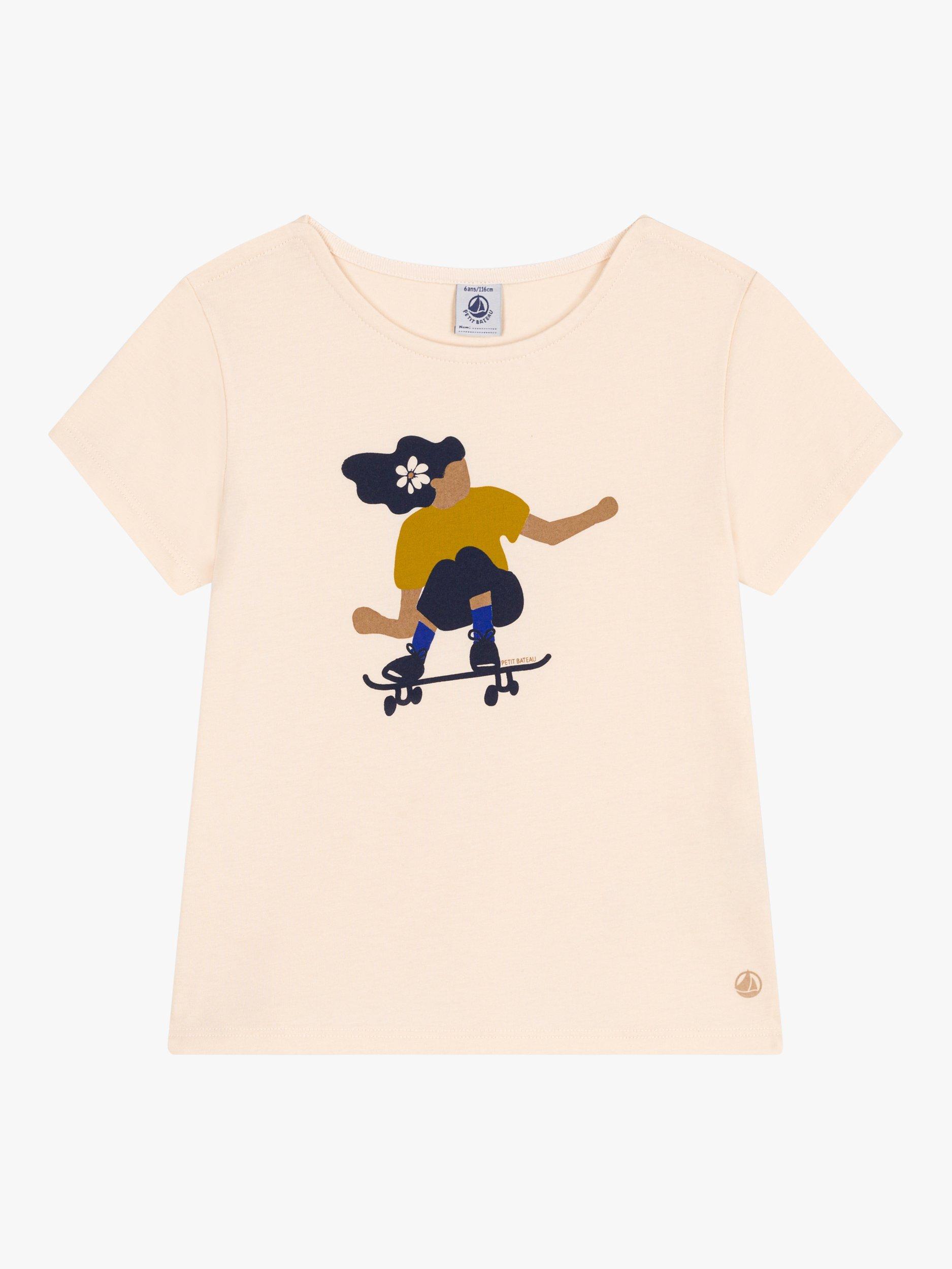 Product image 1 of 3, which shows Petit Bateau Kids' Skateboard Graphic T-Shirt, Avalanche/Multi, 3 years