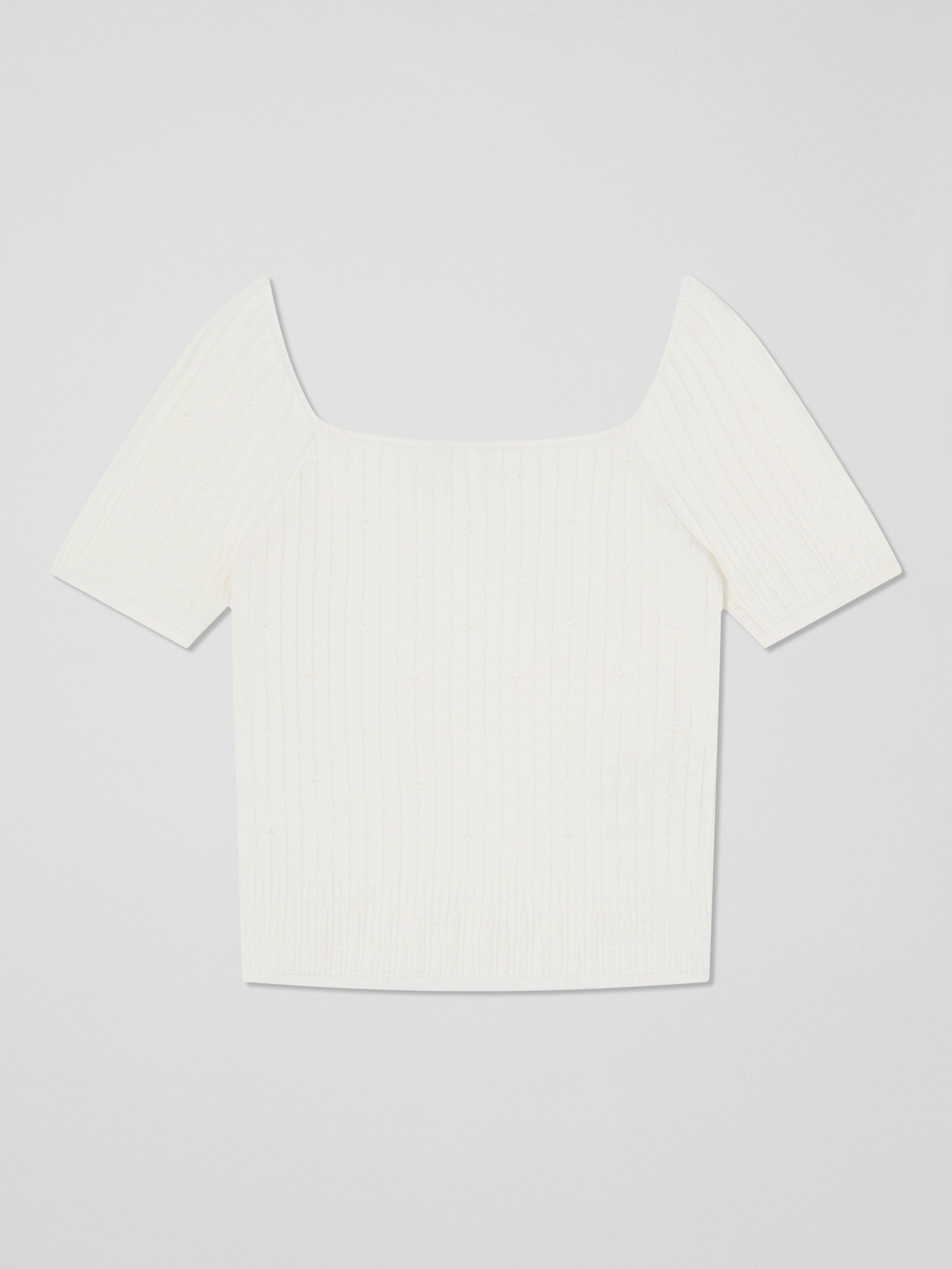 Product image 4 of 4, which shows L.K.Bennett Maria Knit Top, Ivory, XS