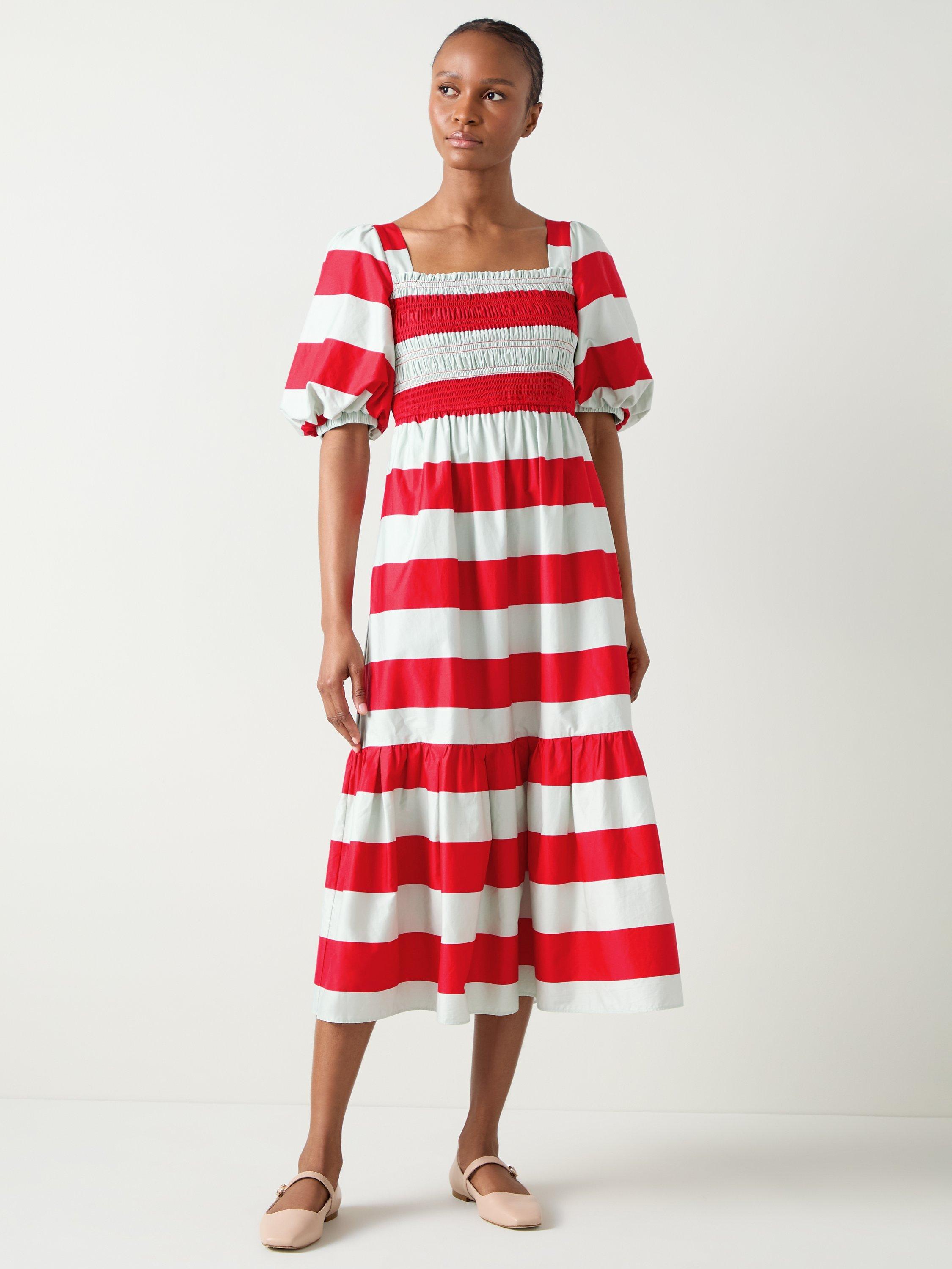 L.K.Bennett Ruby Stripe Midi Dress Poinsettia Green