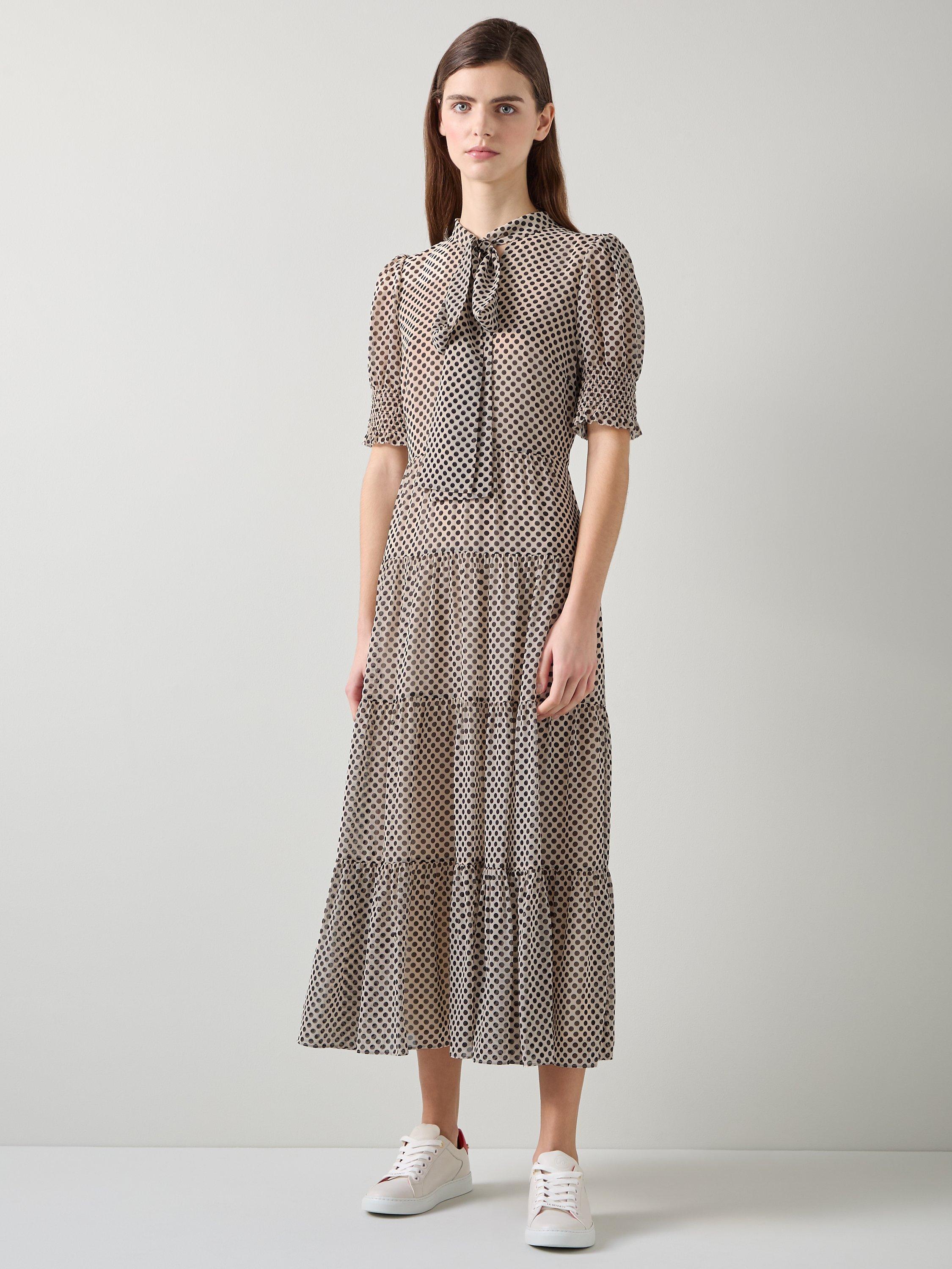 L.K.Bennett Coco Polka Dot Dress Black Cream
