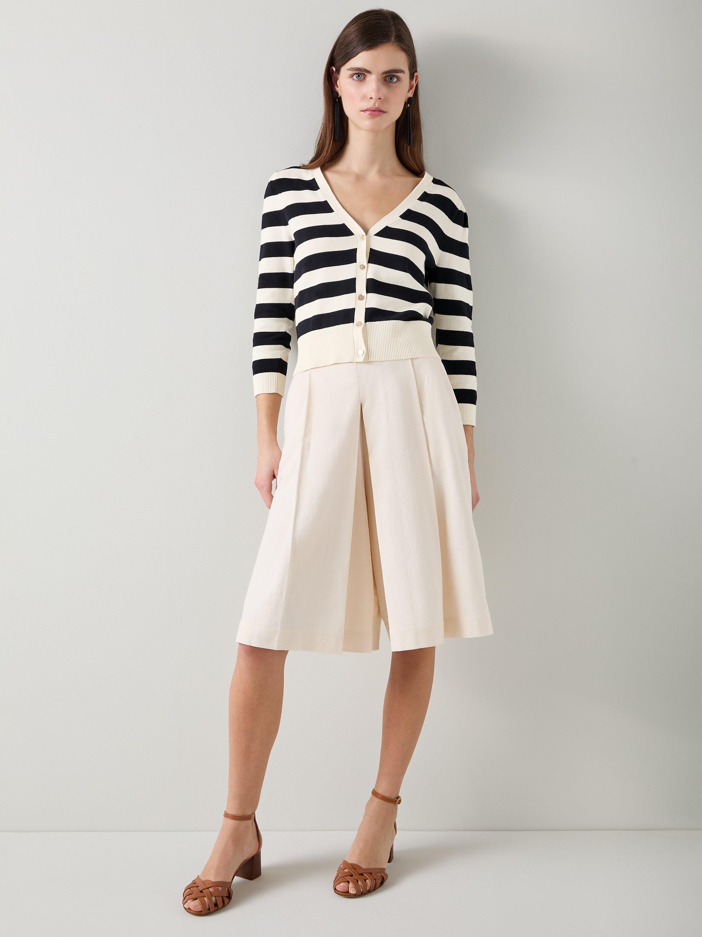 L.K.Bennett Bells Stripe Cardigan, Black/Cream