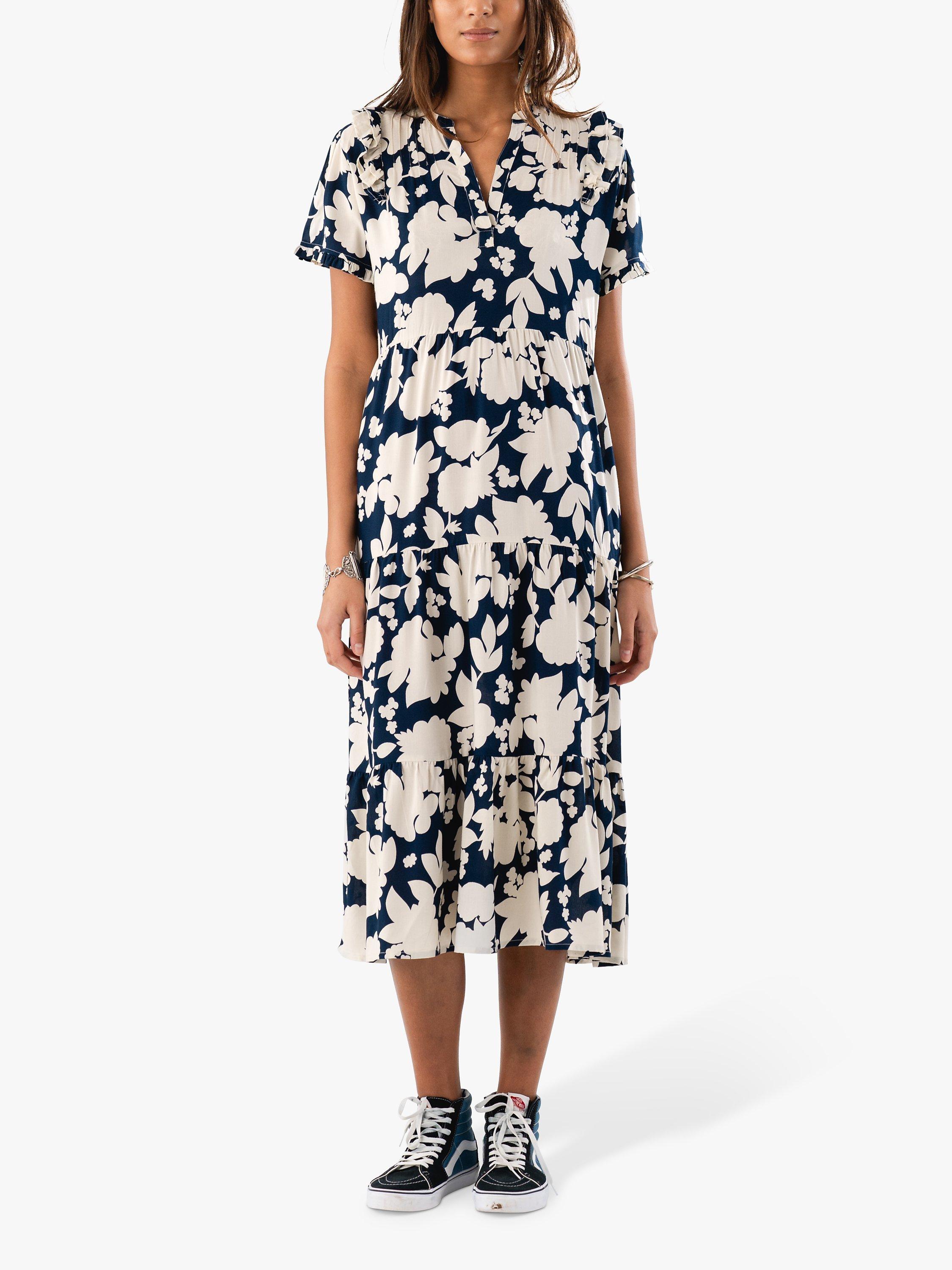 Lollys Laundry Freddy Floral Midi Dress, Navy/Off White