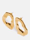 Jigsaw Molten Loop Earrings, Gold