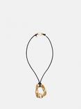 Jigsaw Molten Loop Leather Necklace, Gold