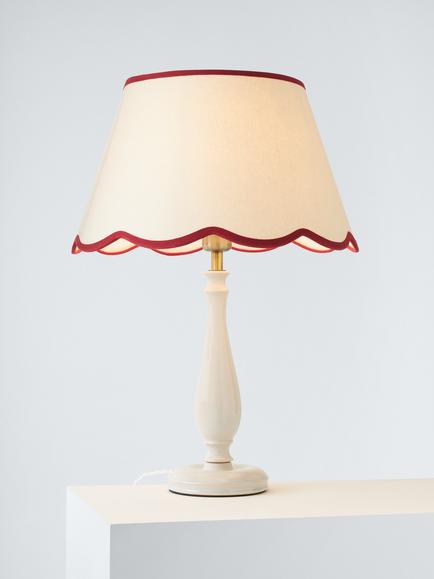 John Lewis Scallop Tapered Lampshade, Putty/Red