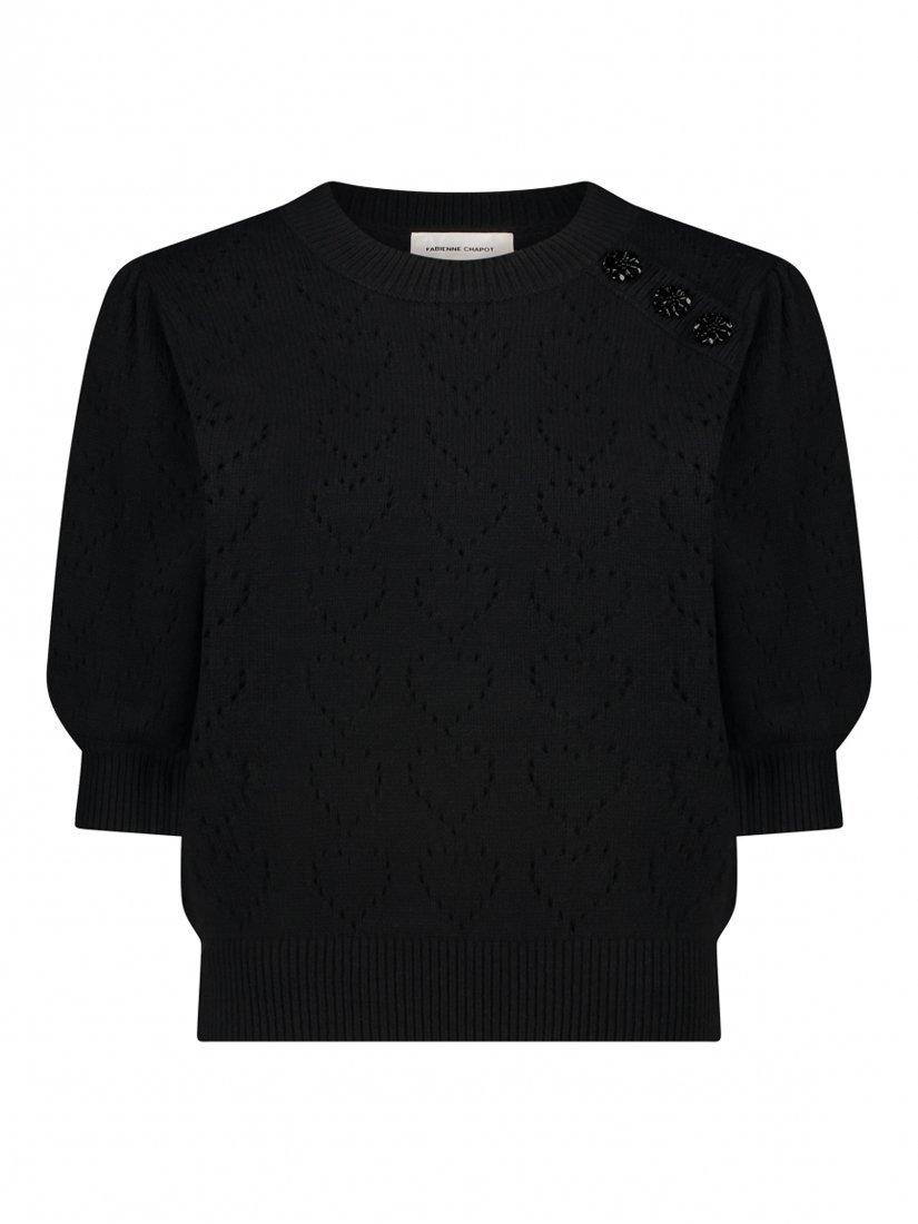 Fabienne Chapot Diana Short Sleeve Cotton Blend Jumper, Black