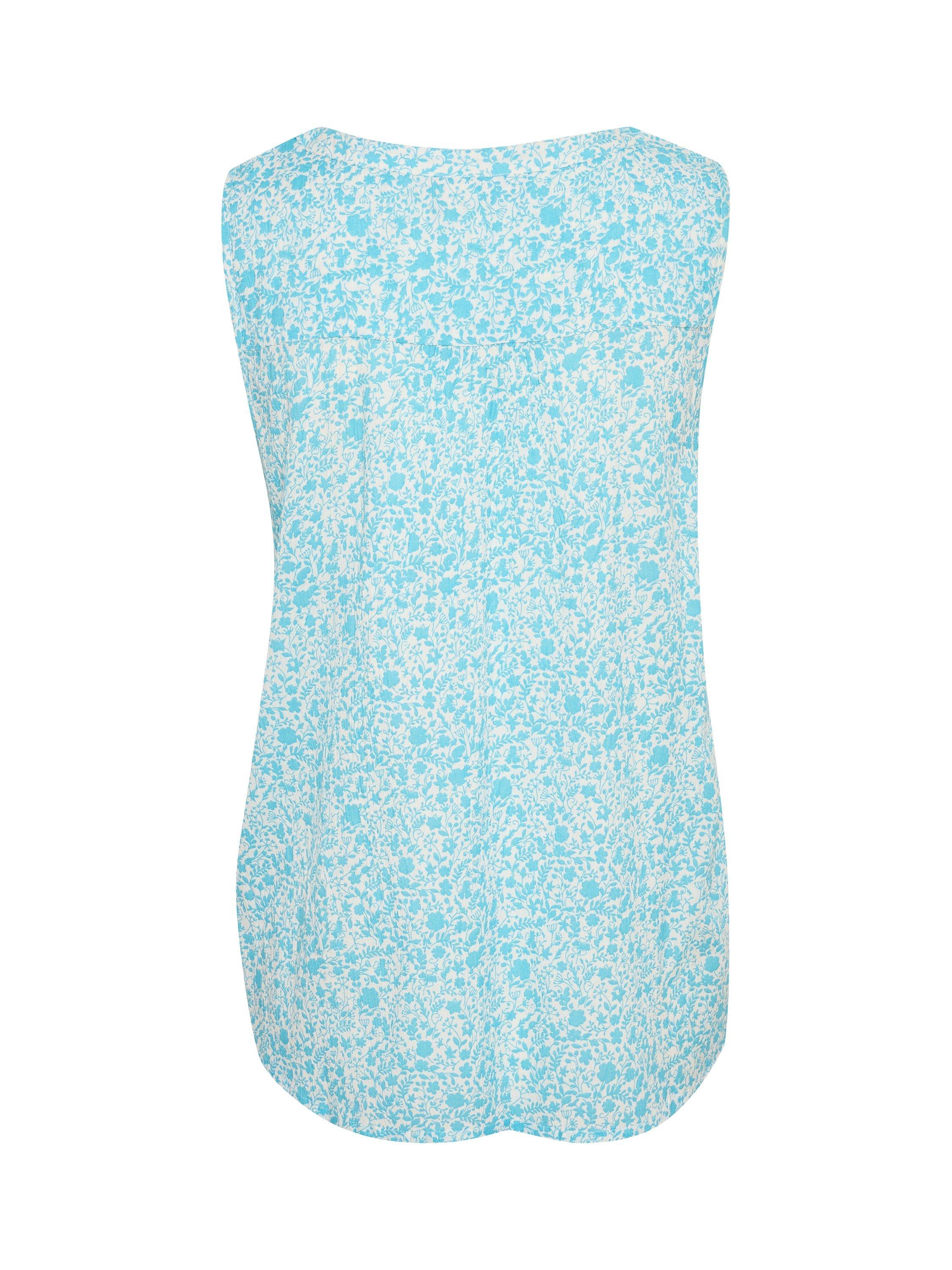 Product image 6 of 6, which shows KAFFE Amber Ecovero Floral V-Neck Sleeveless Top, Blue Atoll, 8