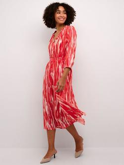KAFFE Ariana Abstract Print Midi Dress, Pink Abstract Print