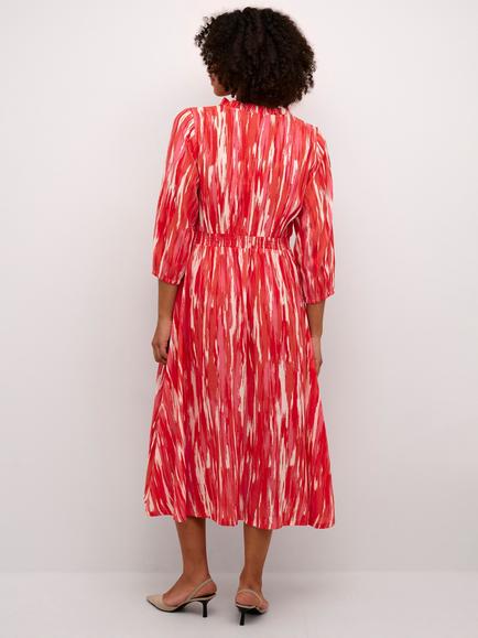 KAFFE Ariana Abstract Print Midi Dress - view 2, Pink Abstract Print