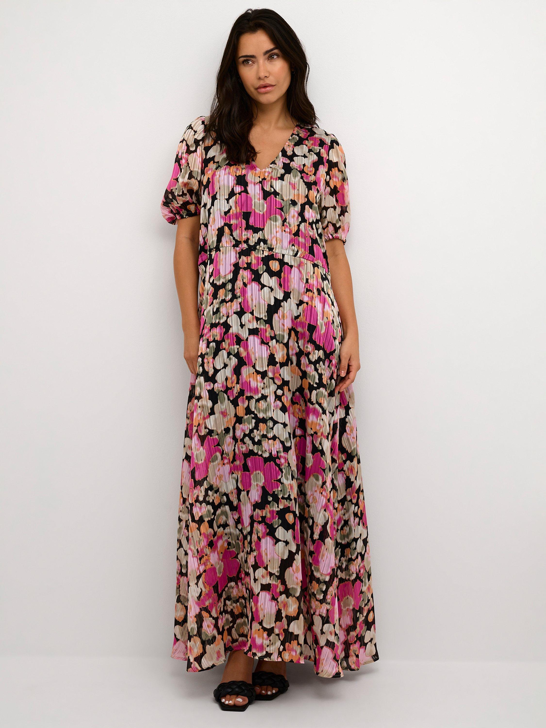 Product image 3 of 6, which shows KAFFE Alina Floral Print V-Neck Maxi Dress, Multi, 8