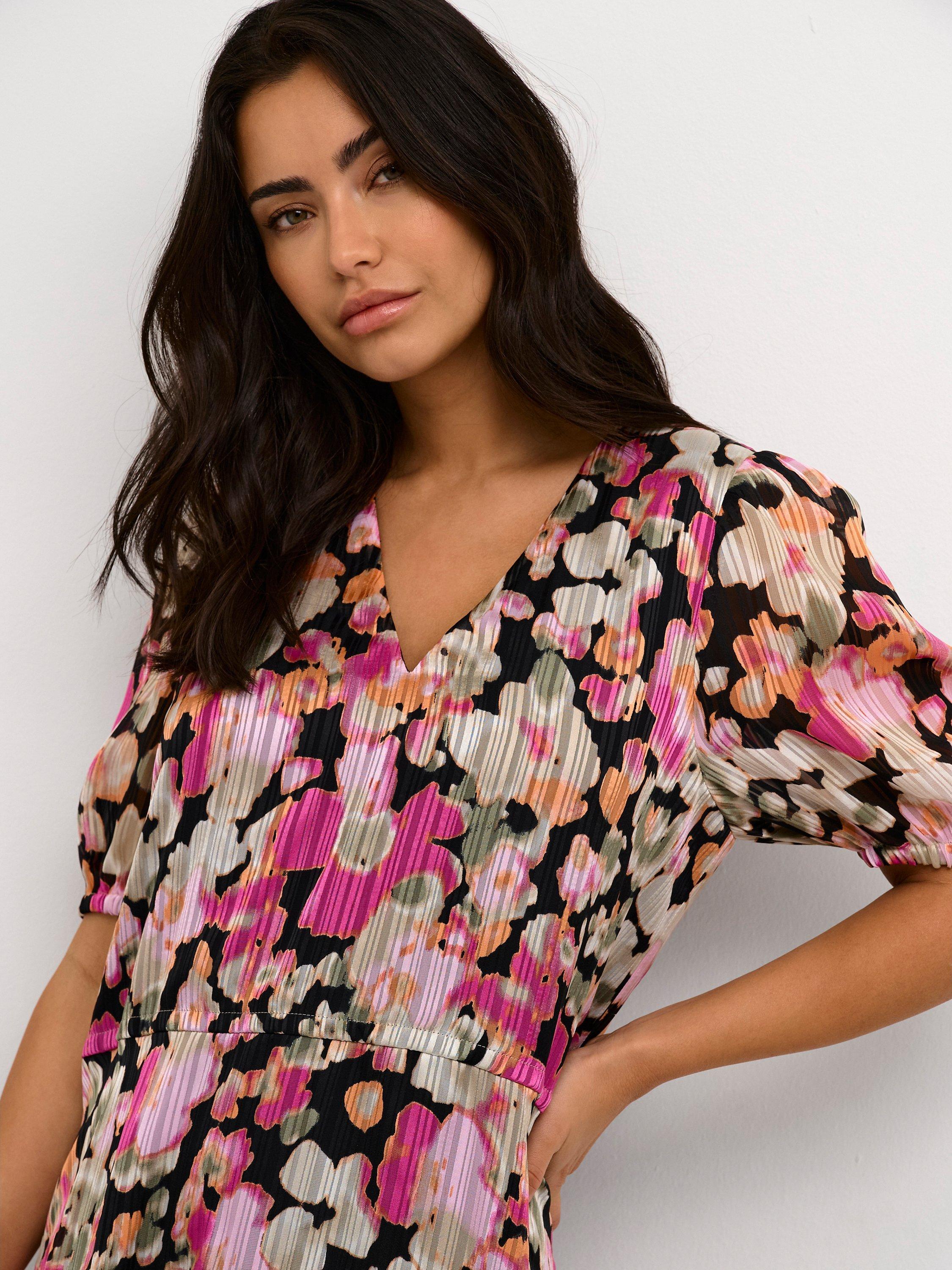 Product image 4 of 6, which shows KAFFE Alina Floral Print V-Neck Maxi Dress, Multi, 8