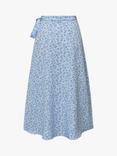 A-VIEW Peony Ditsy Floral Print Wrap Midi Skirt, Sky Blue