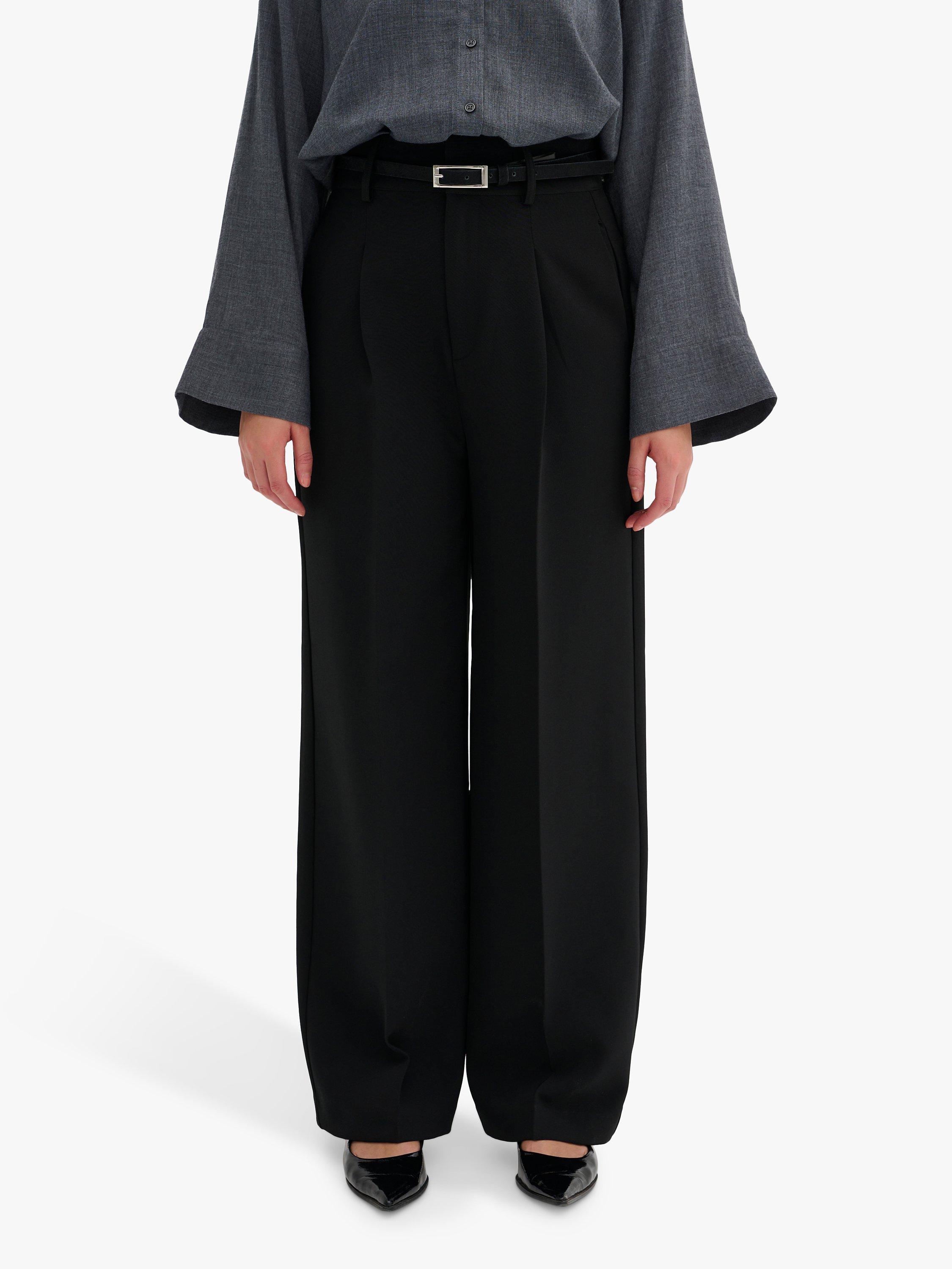 Product image 1 of 5, which shows MY ESSENTIAL WARDROBE Tailored Wide Leg Trousers, Black, 8