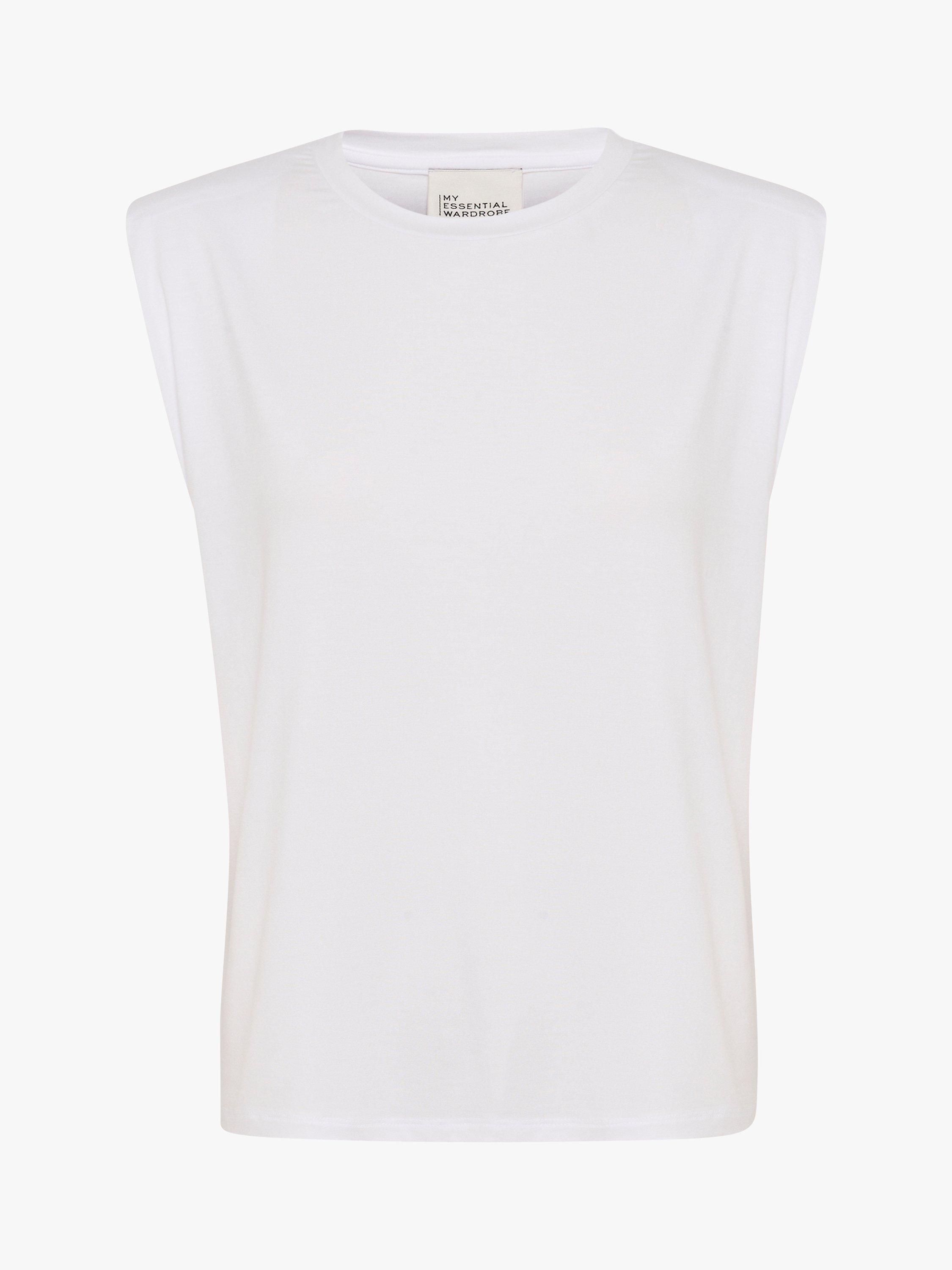 MY ESSENTIAL WARDROBE Vista Wide Shoulder Crew Neck Top, Bright White