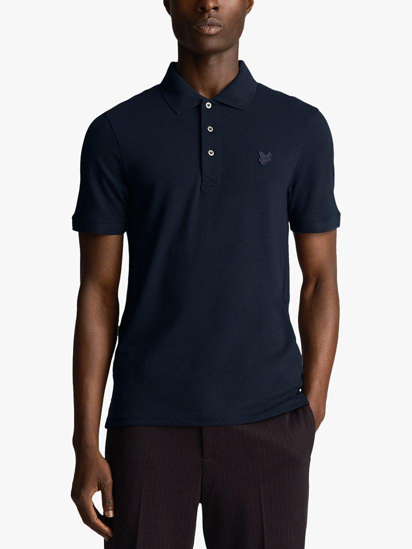 Lyle & Scott Tonal Logo Short Sleeve Polo Shirt, Z271 Dark Navy