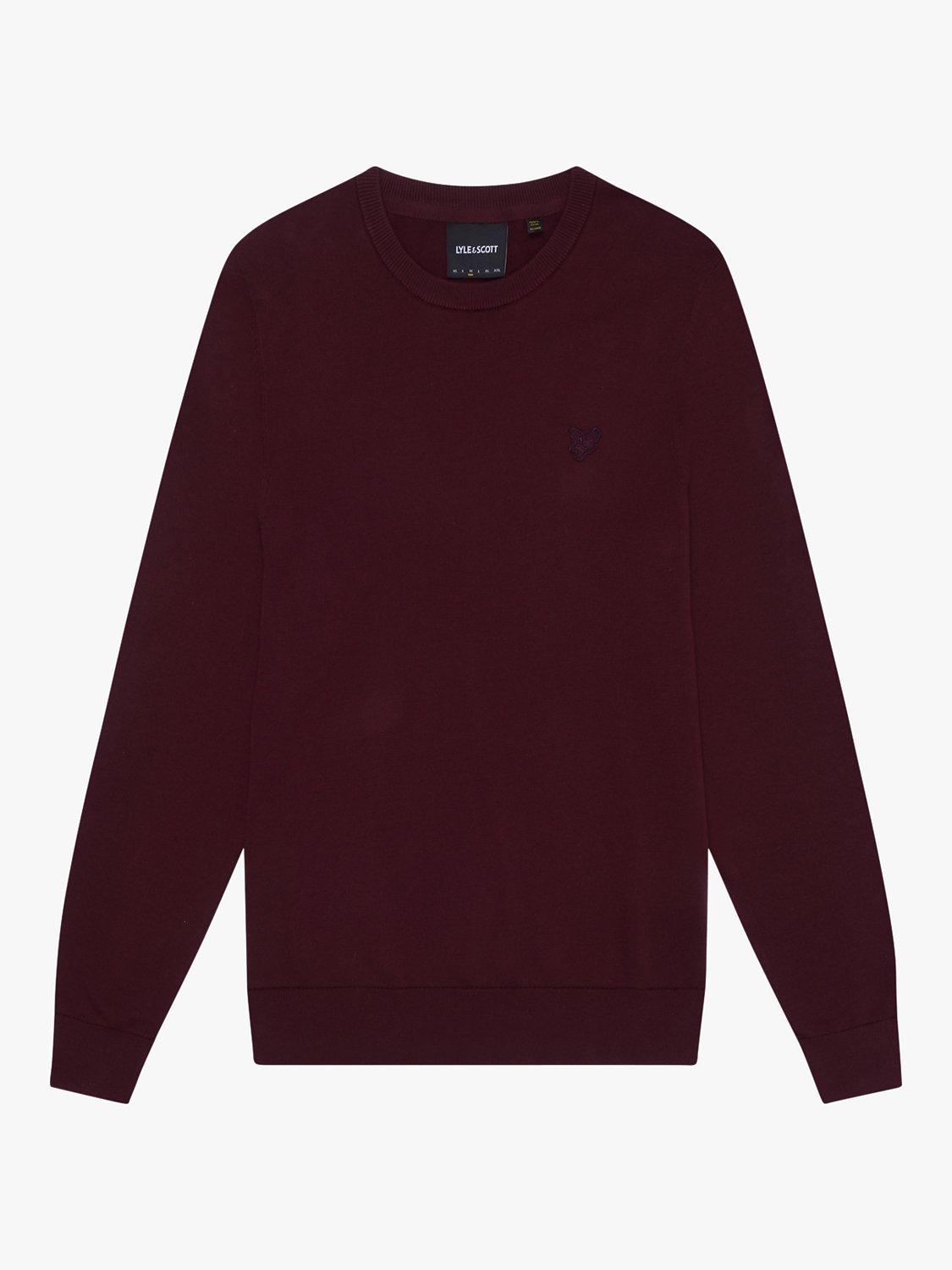Product image 3 of 5, which shows Lyle & Scott Tonal Eagle Crew Neck Jumper, Z562 Burgundy, S