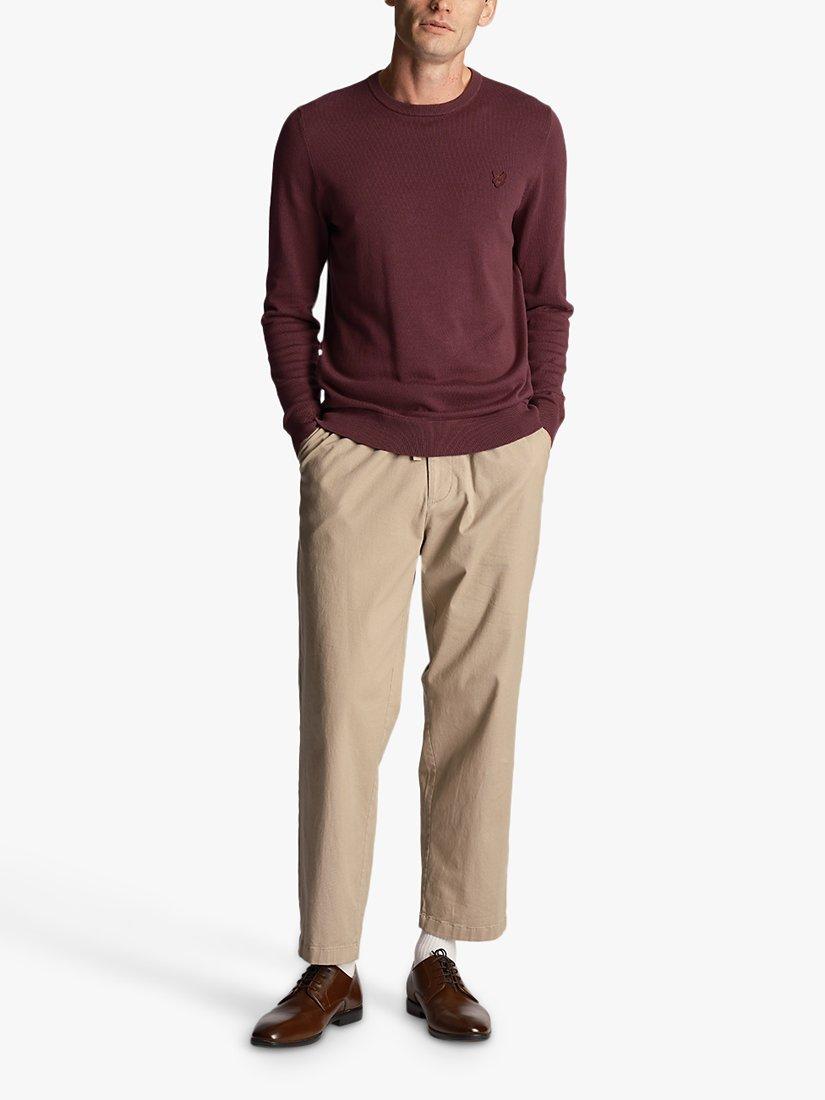 Product image 4 of 5, which shows Lyle & Scott Tonal Eagle Crew Neck Jumper, Z562 Burgundy, S