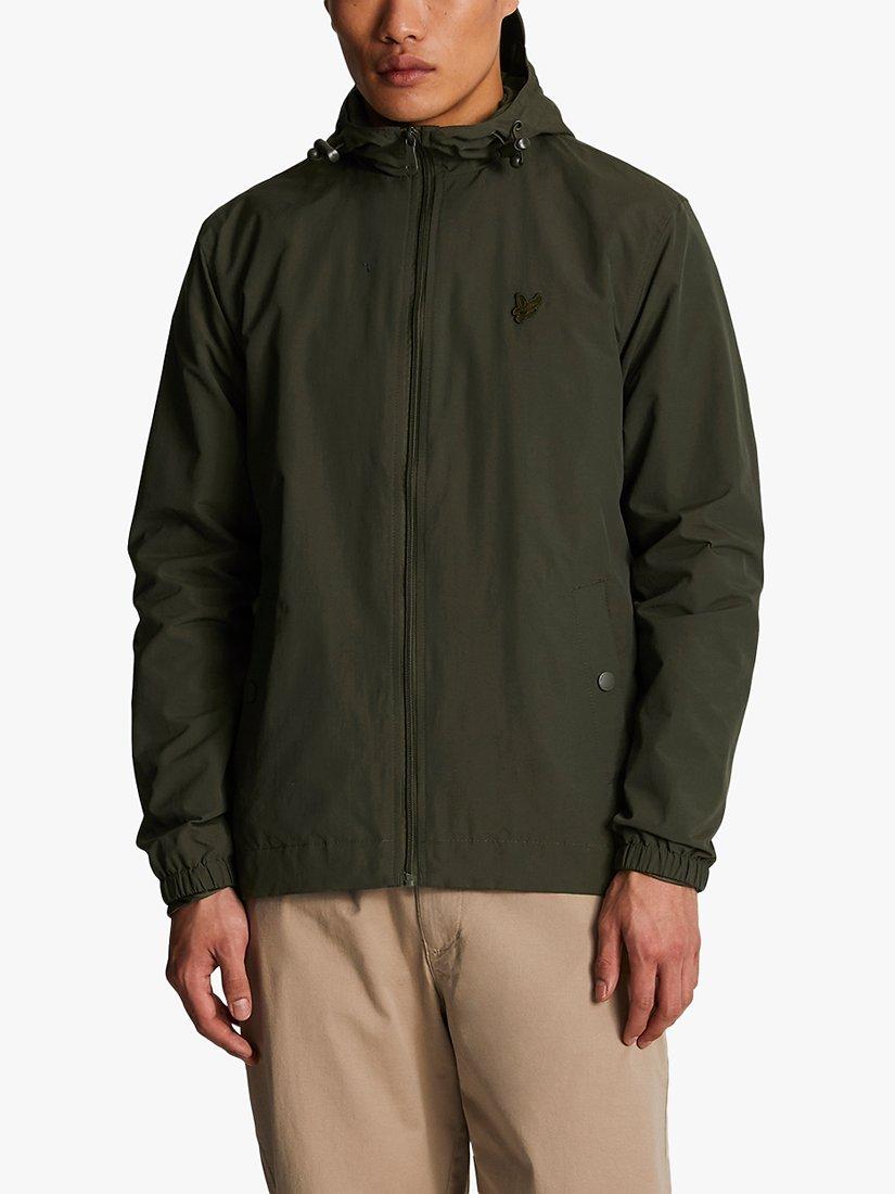 Lyle & Scott Tonal Eagle Zip Through Hooded Jacket, W485 Olive