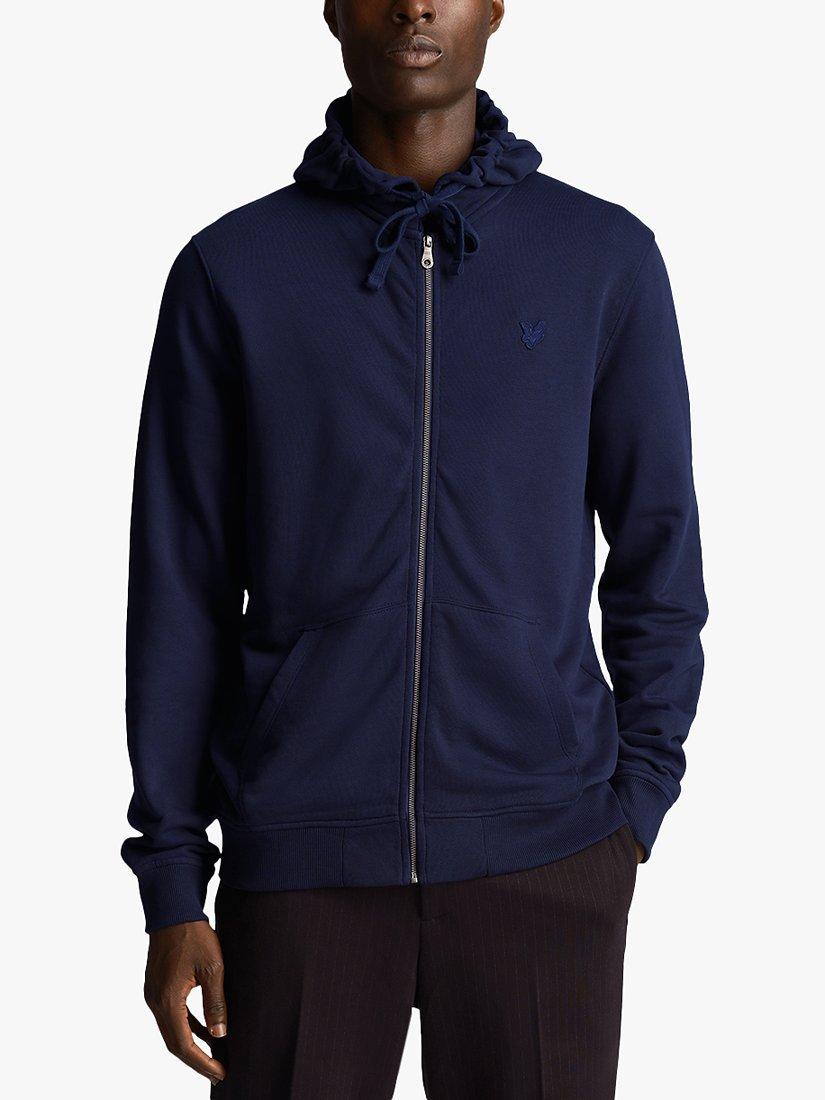 Product image 1 of 5, which shows Lyle & Scott Tonal Logo Zip Through Hoodie, Z271 Dark Navy, XS
