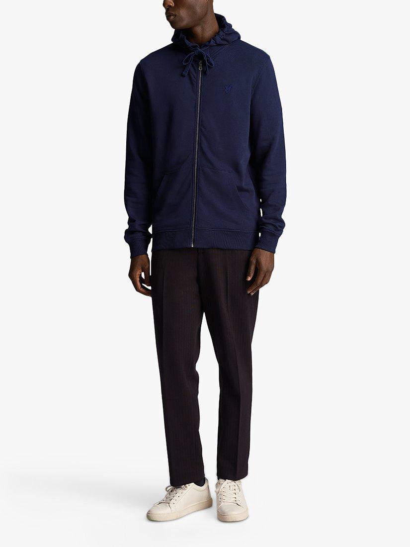 Product image 4 of 5, which shows Lyle & Scott Tonal Logo Zip Through Hoodie, Z271 Dark Navy, XS