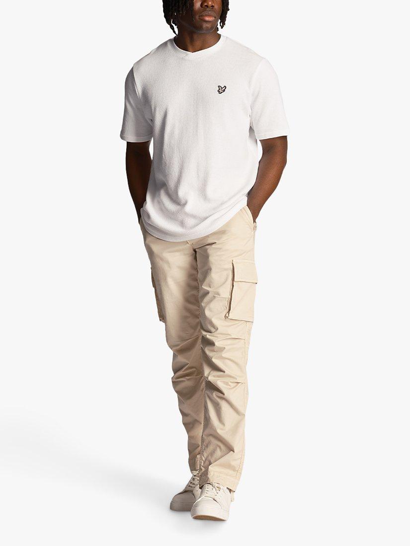 Product image 4 of 5, which shows Lyle & Scott Articulated Cargo Trousers, Discovery Khaki, 28