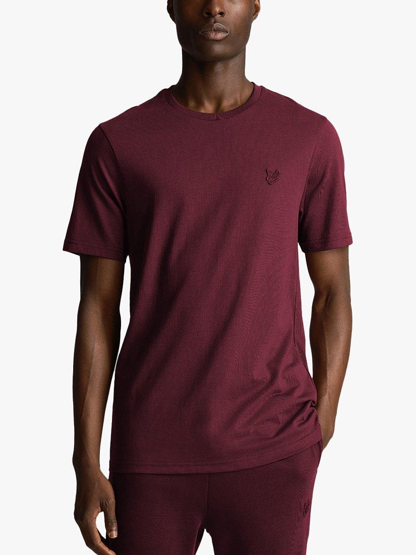Product image 1 of 5, which shows Lyle & Scott Tonal Logo Short Sleeve T-Shirt, Z562 Burgundy, XS