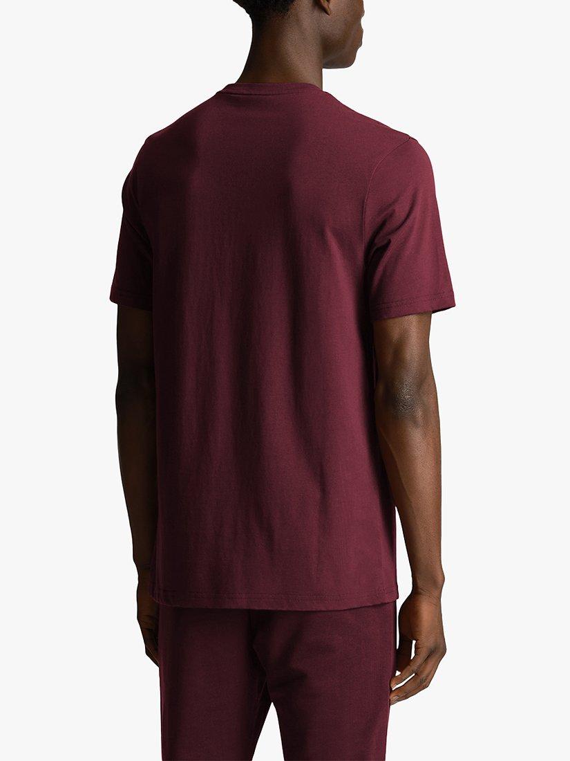 Product image 2 of 5, which shows Lyle & Scott Tonal Logo Short Sleeve T-Shirt, Z562 Burgundy, XS