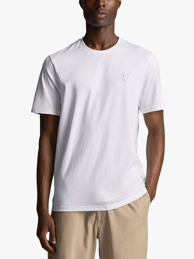 Product image 1 of 5, which shows Lyle & Scott Tonal Logo Short Sleeve T-Shirt, 626 White, XS
