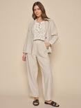 MOS MOSH Adlana Chic Linen Trousers, Cement