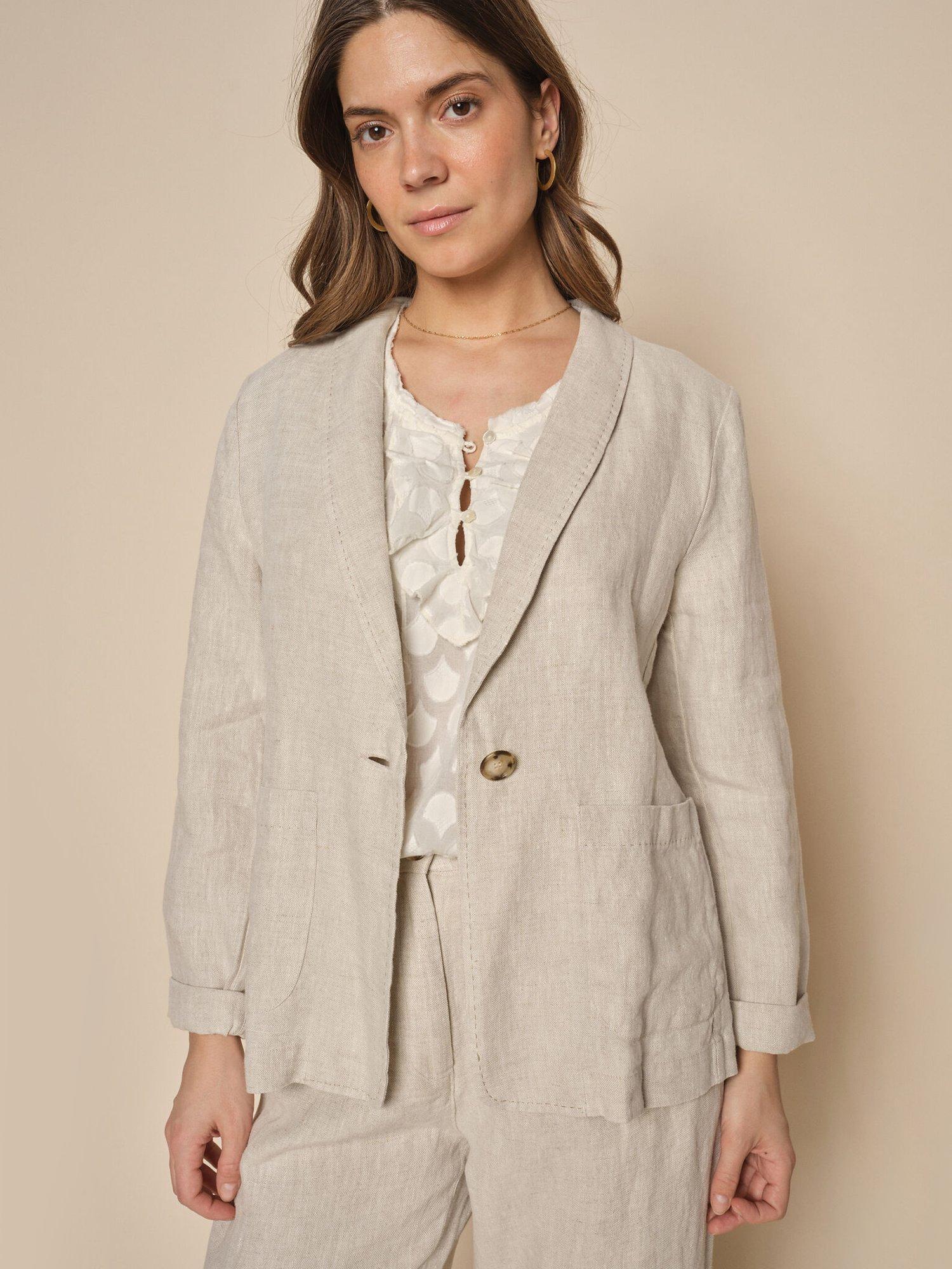 MOS MOSH Amelina Linen Blazer, Cement