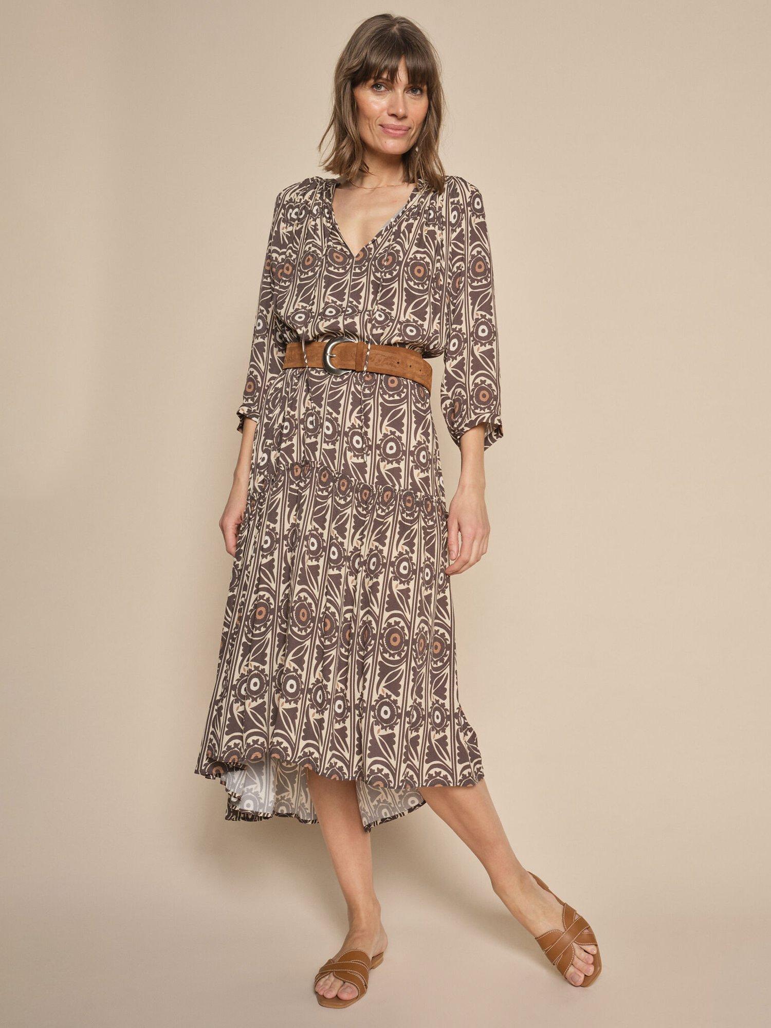MOS MOSH Jilli Vida 3/4 Sleeve Midi Dress, Slate Black
