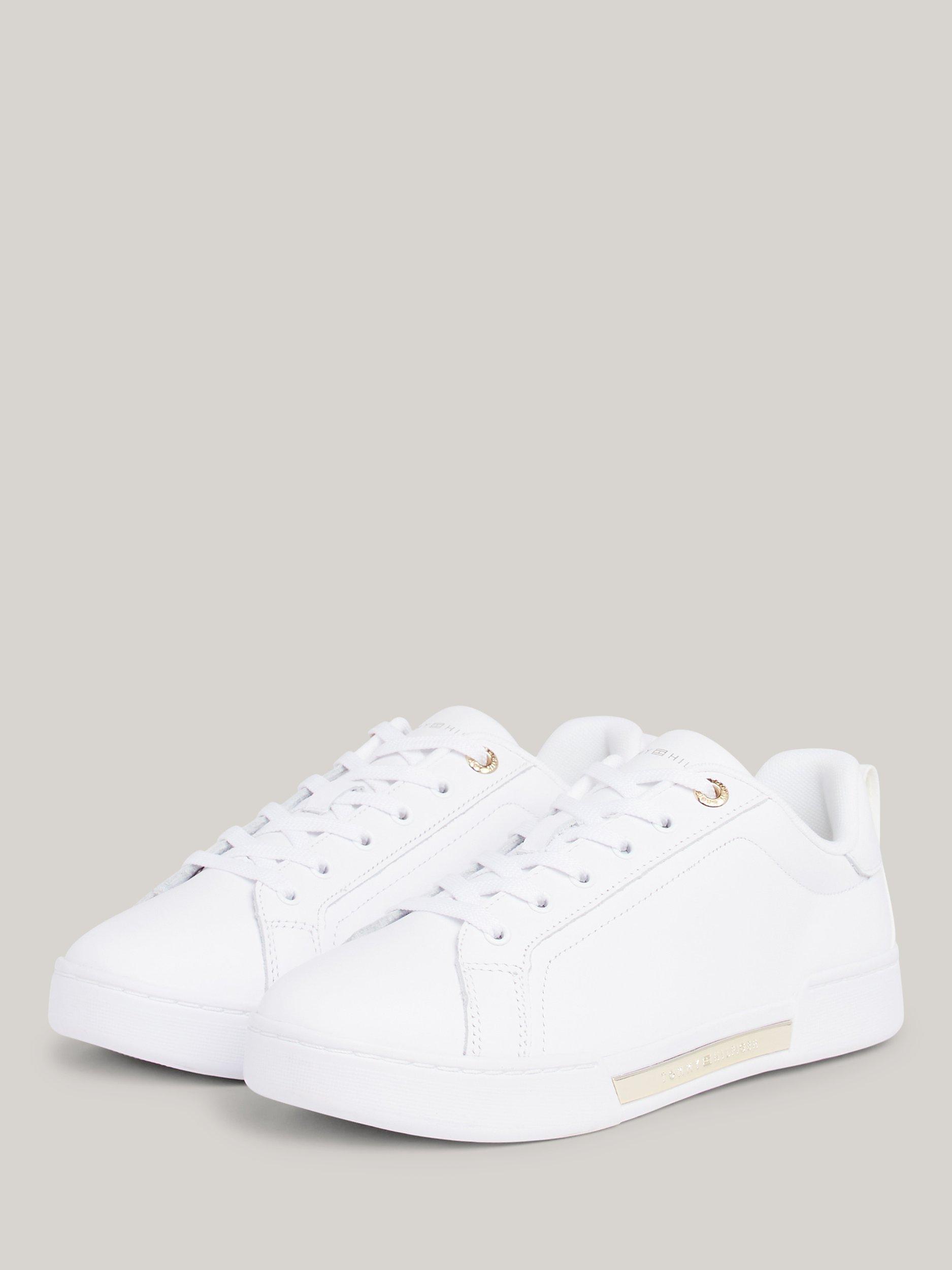 Product image 2 of 7, which shows Tommy Hilfiger Chique Leather Court Trainers, White, 3.5