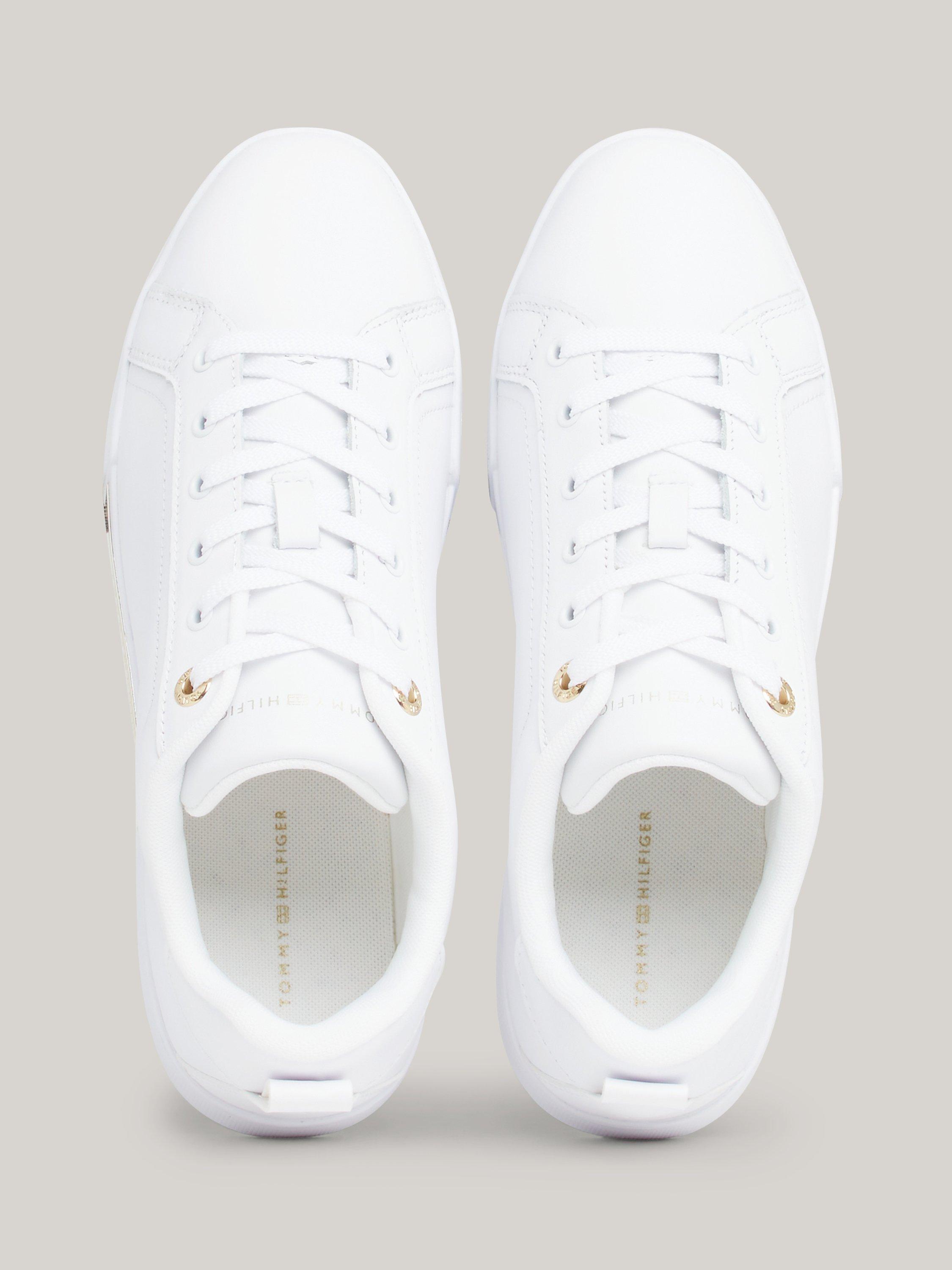 Product image 4 of 7, which shows Tommy Hilfiger Chique Leather Court Trainers, White, 3.5