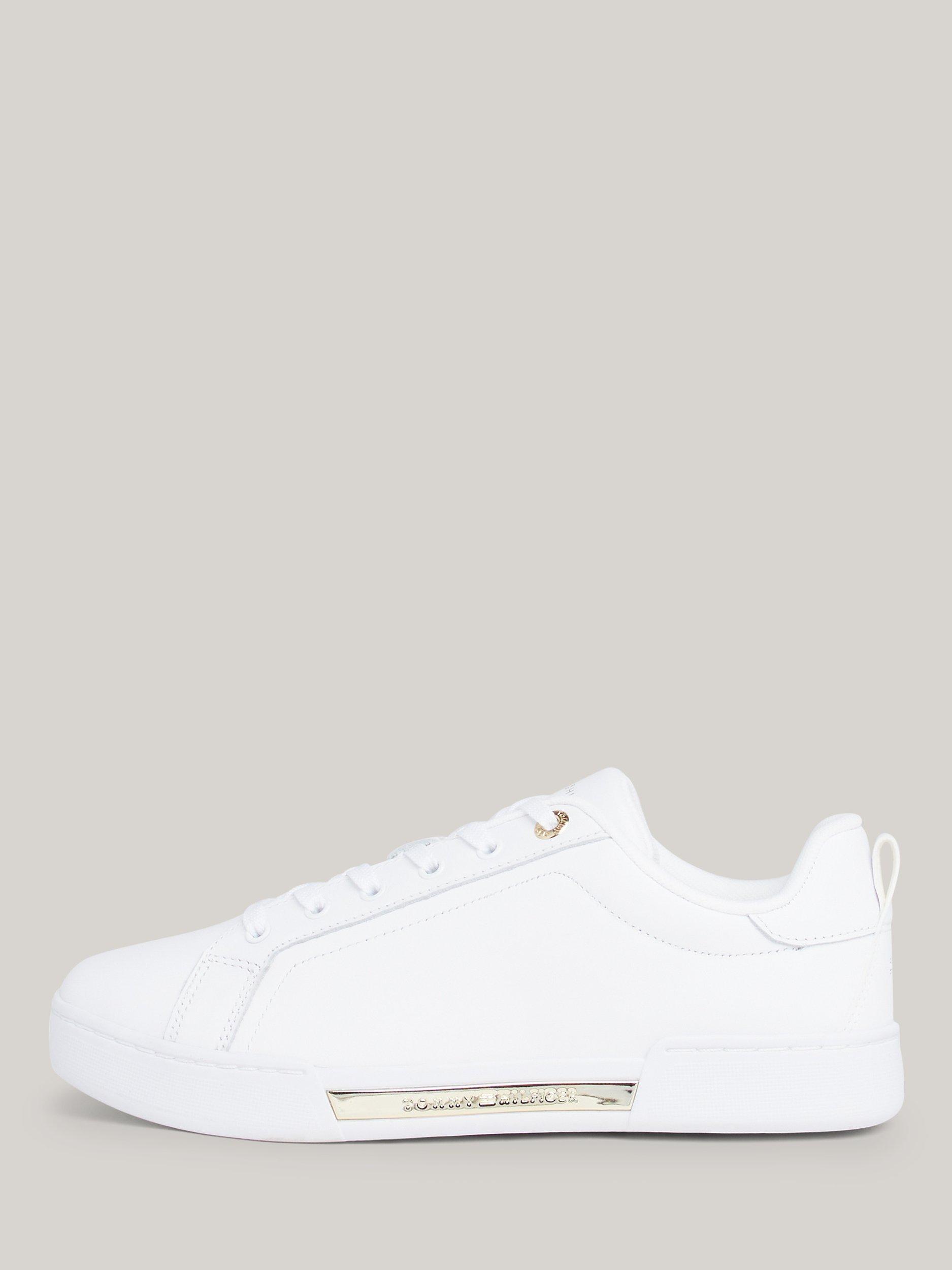 Product image 5 of 7, which shows Tommy Hilfiger Chique Leather Court Trainers, White, 3.5