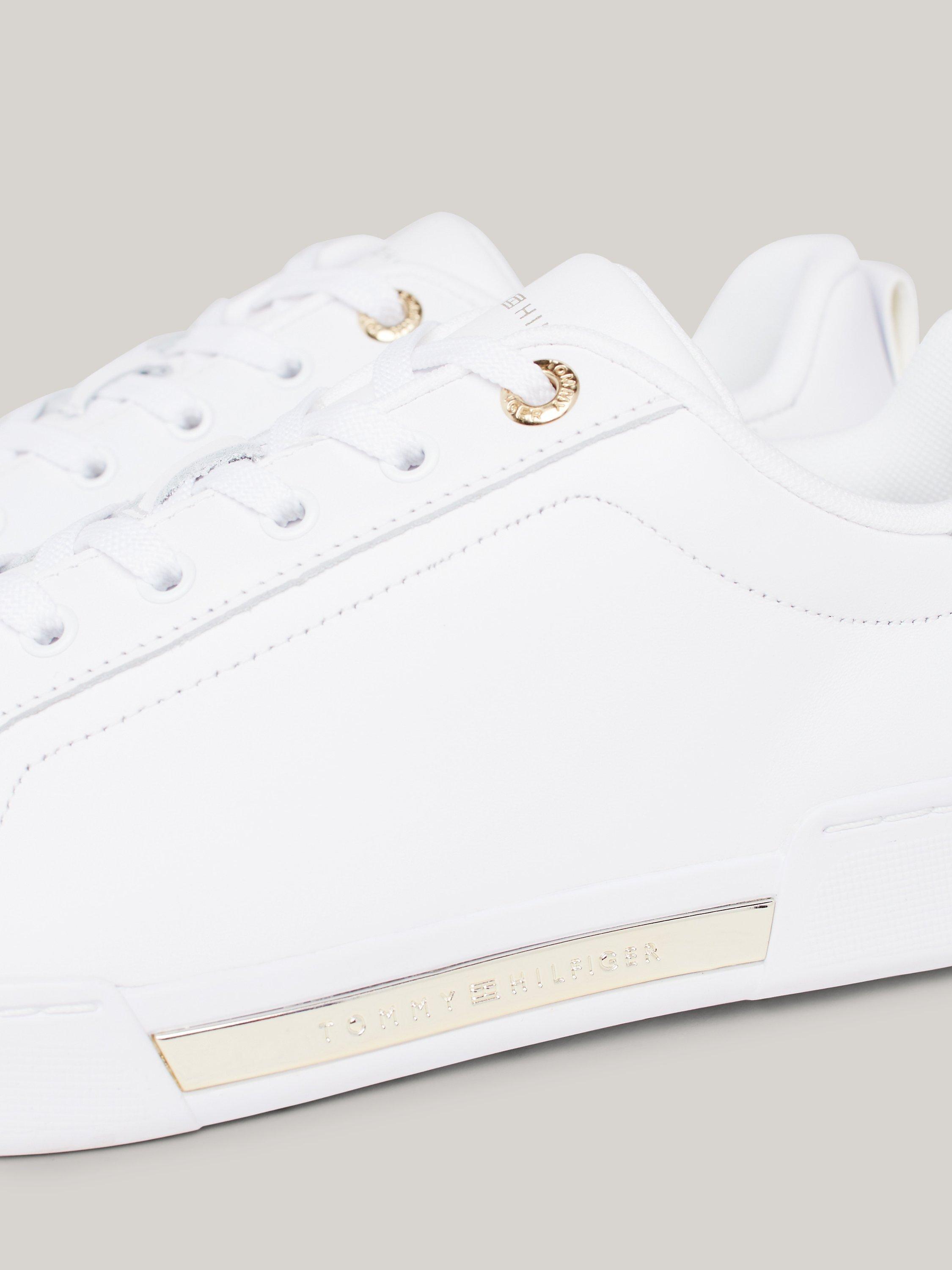 Product image 6 of 7, which shows Tommy Hilfiger Chique Leather Court Trainers, White, 3.5