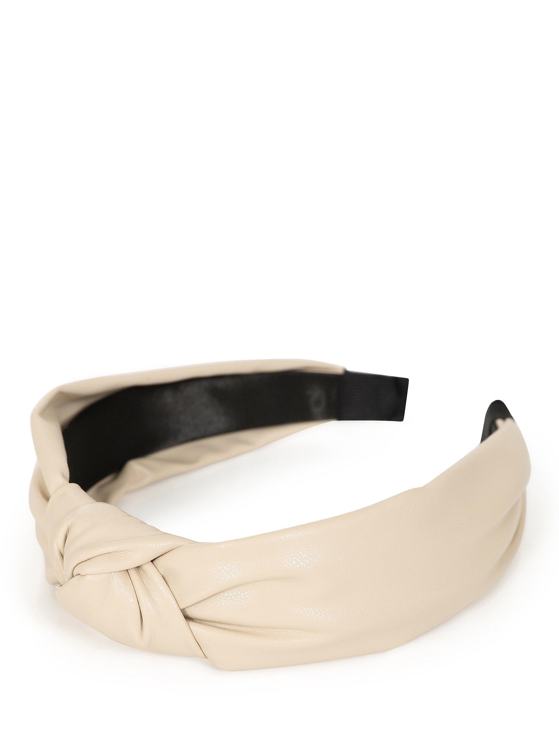 Product image 3 of 5, which shows HotSquash Faux Leather Headbands, Set of 2, Pastel Cream