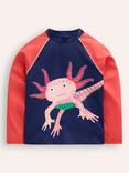 Mini Boden Kids' Axolotl Print Rash Vest, Blue/Jam Red