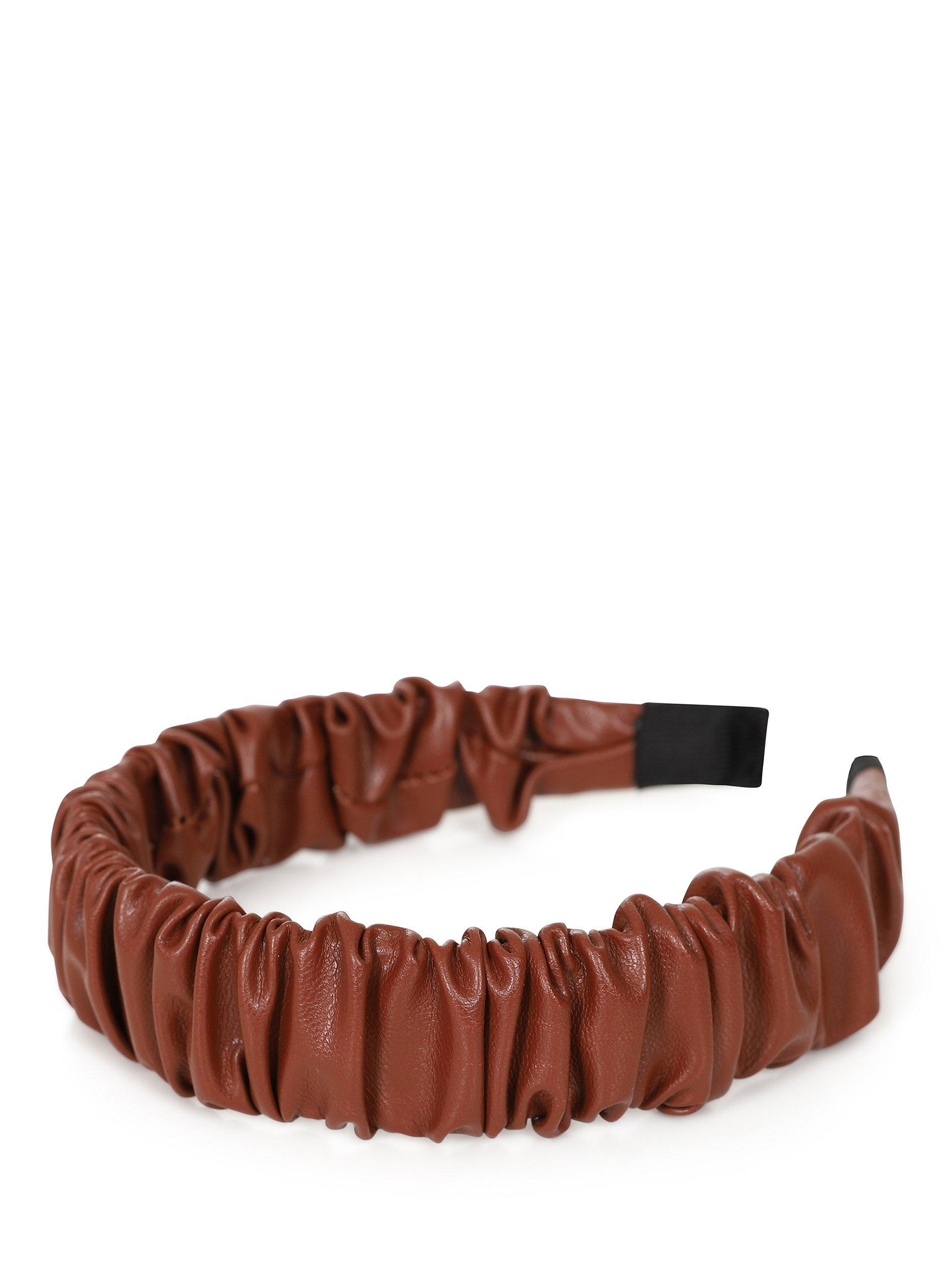 Product image 4 of 6, which shows HotSquash Faux Leather Headbands, Pack of 2, Hazel Brown