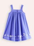 Mini Boden Kids Sea Reef Embroidered Twirly Dress, Wisteria Blue