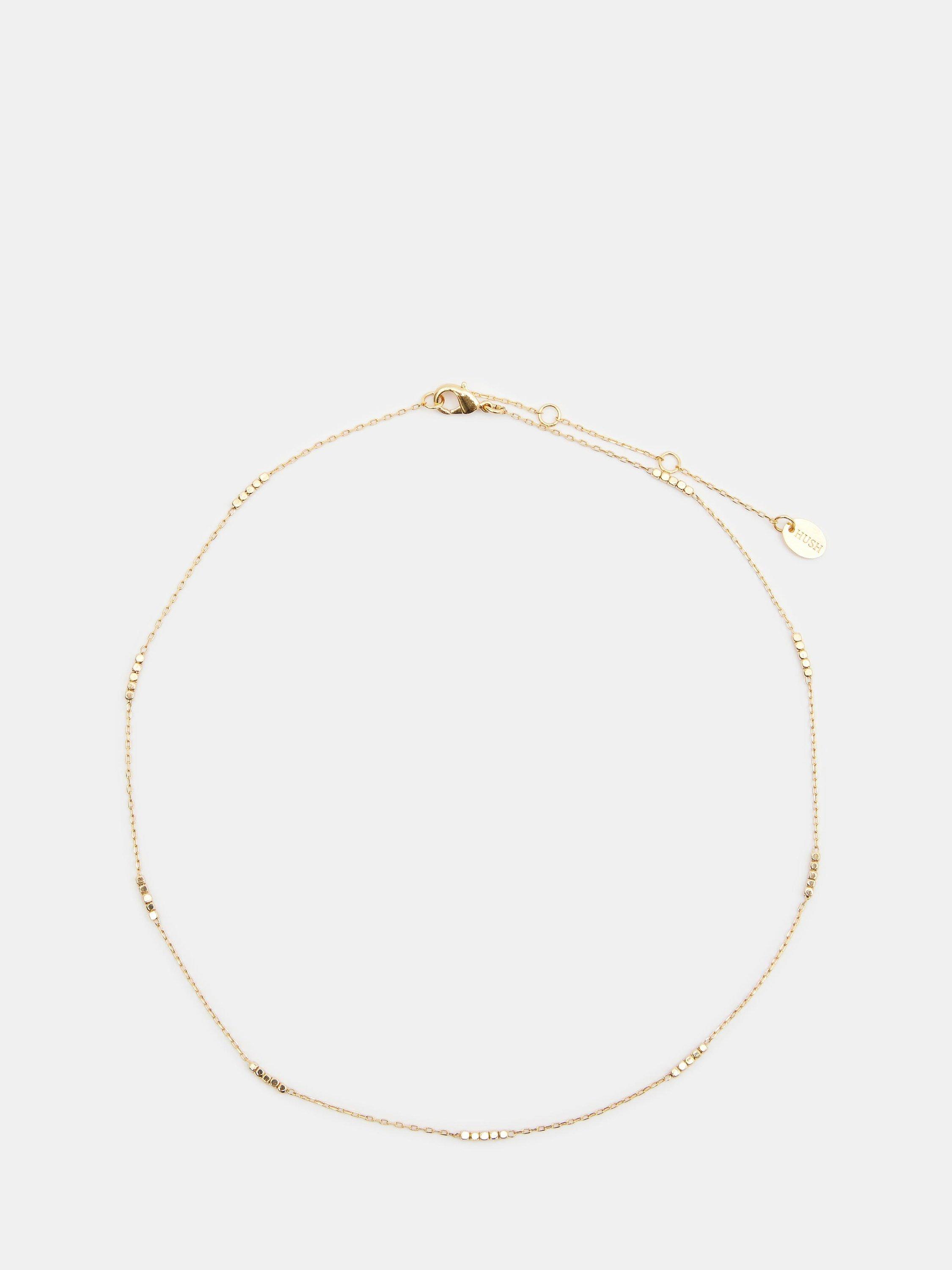 Product image 1 of 3, which shows HUSH Lyla Mini Bead Short Chain Necklace, Gold