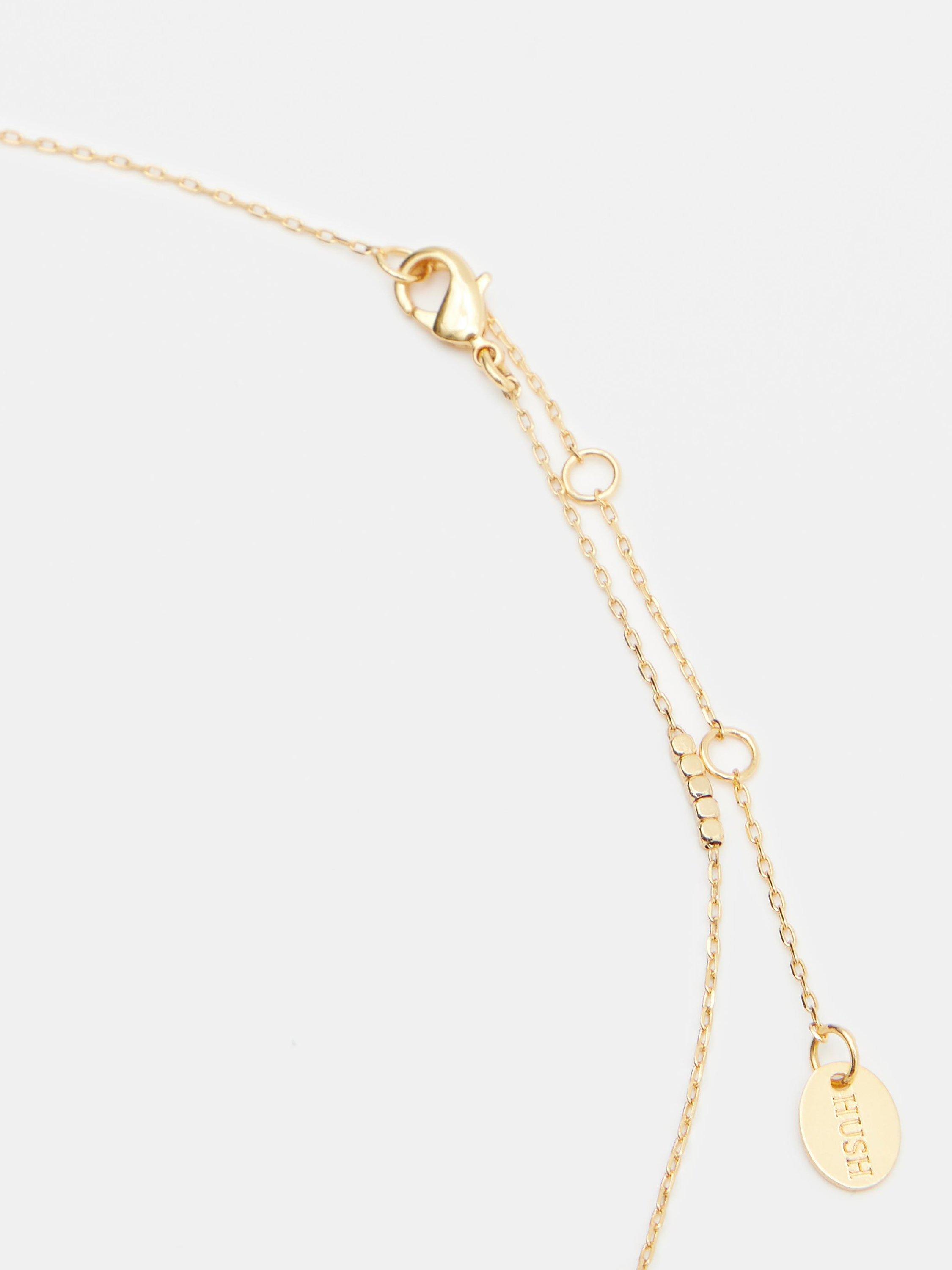 Product image 3 of 3, which shows HUSH Lyla Mini Bead Short Chain Necklace, Gold