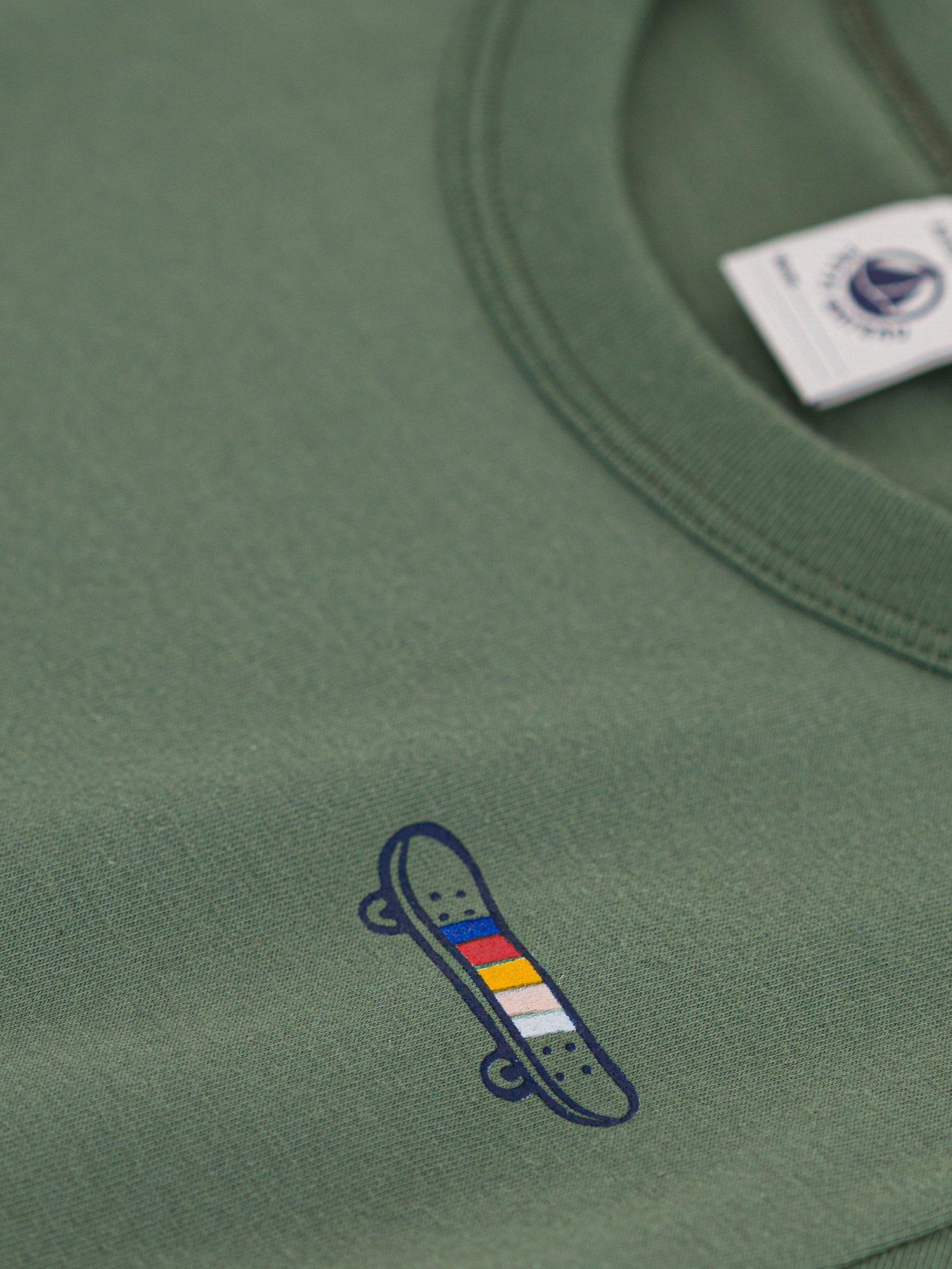 Product image 3 of 3, which shows Petit Bateau Kids' Cotton T-Shirt, Green, 4 years