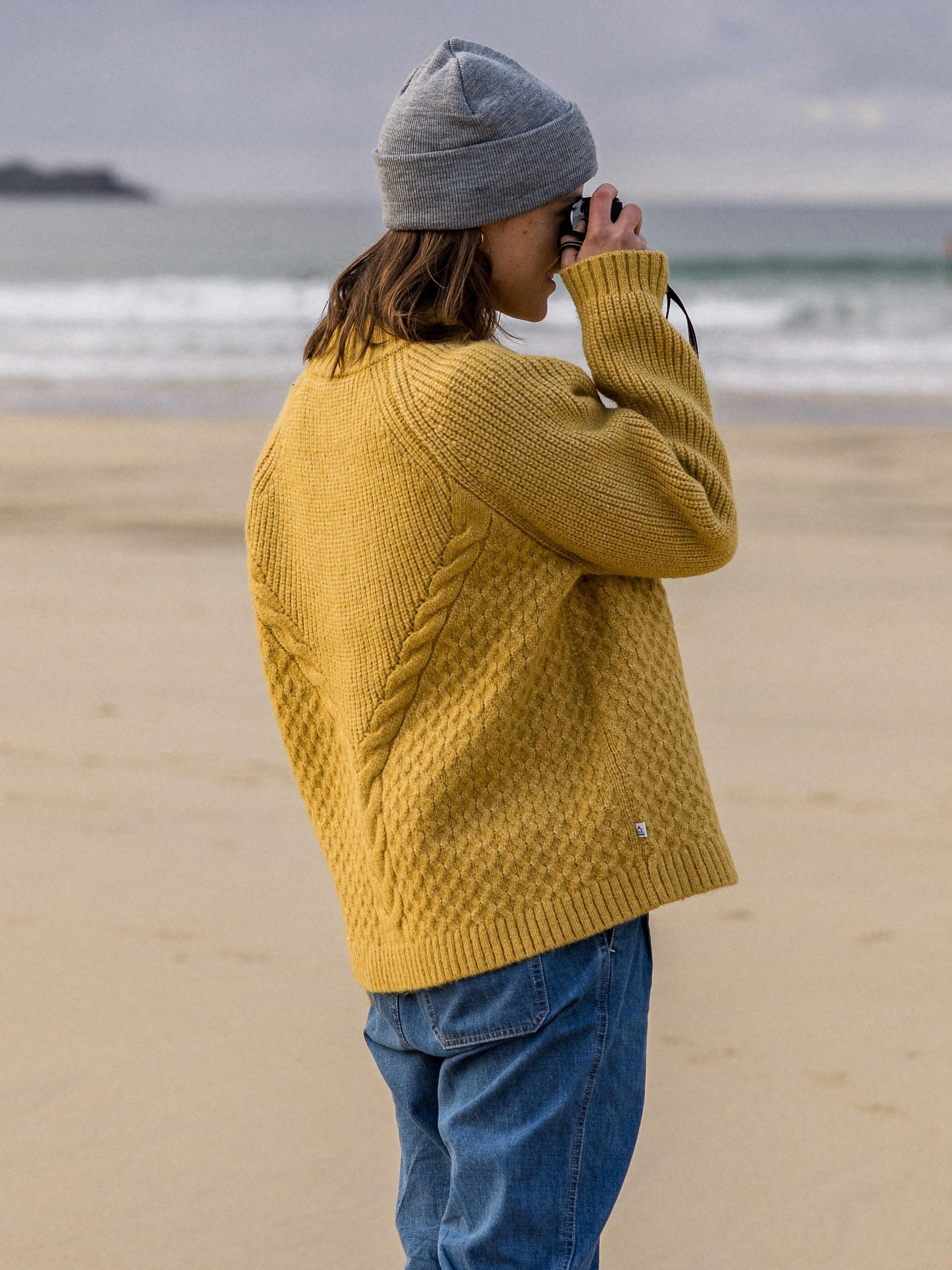 Mustard cable knit jumper hot sale