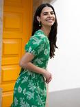 Yumi Floral Print Mini Skater Dress, Green/White, Green/White